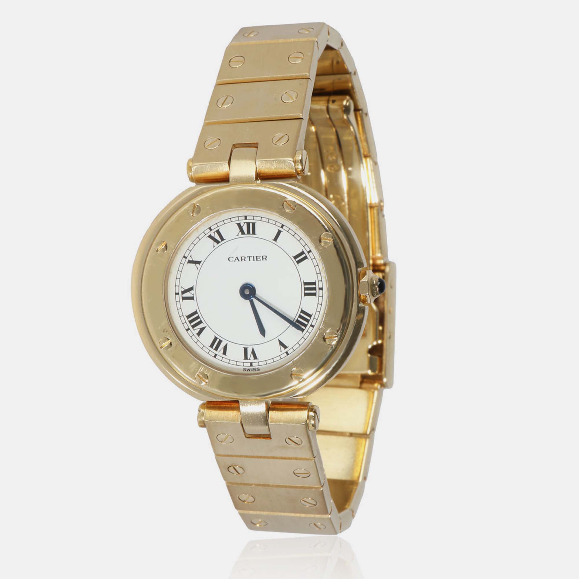 

Cartier Santos Vendome Ronde de Cartier 8191 Women's Watch in 18K Yellow Gold 27 mm, White