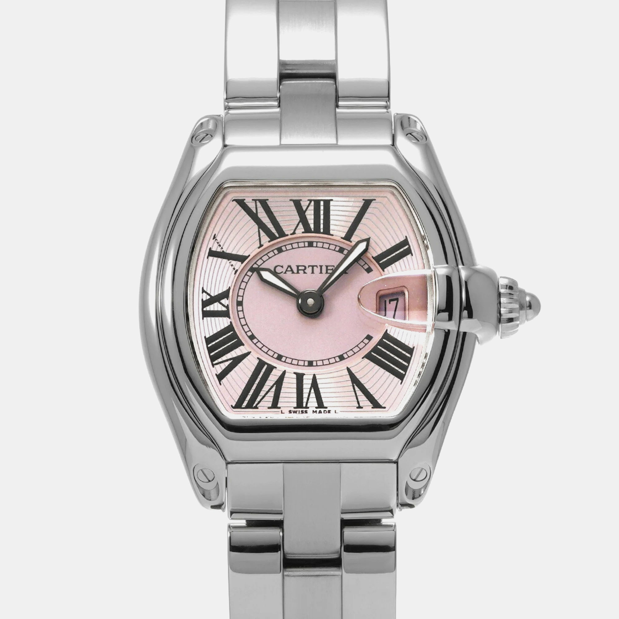 

Cartier Pink Stainless Steel Roadster W62017V3 Quartz Women's Wristwatch 33 mm