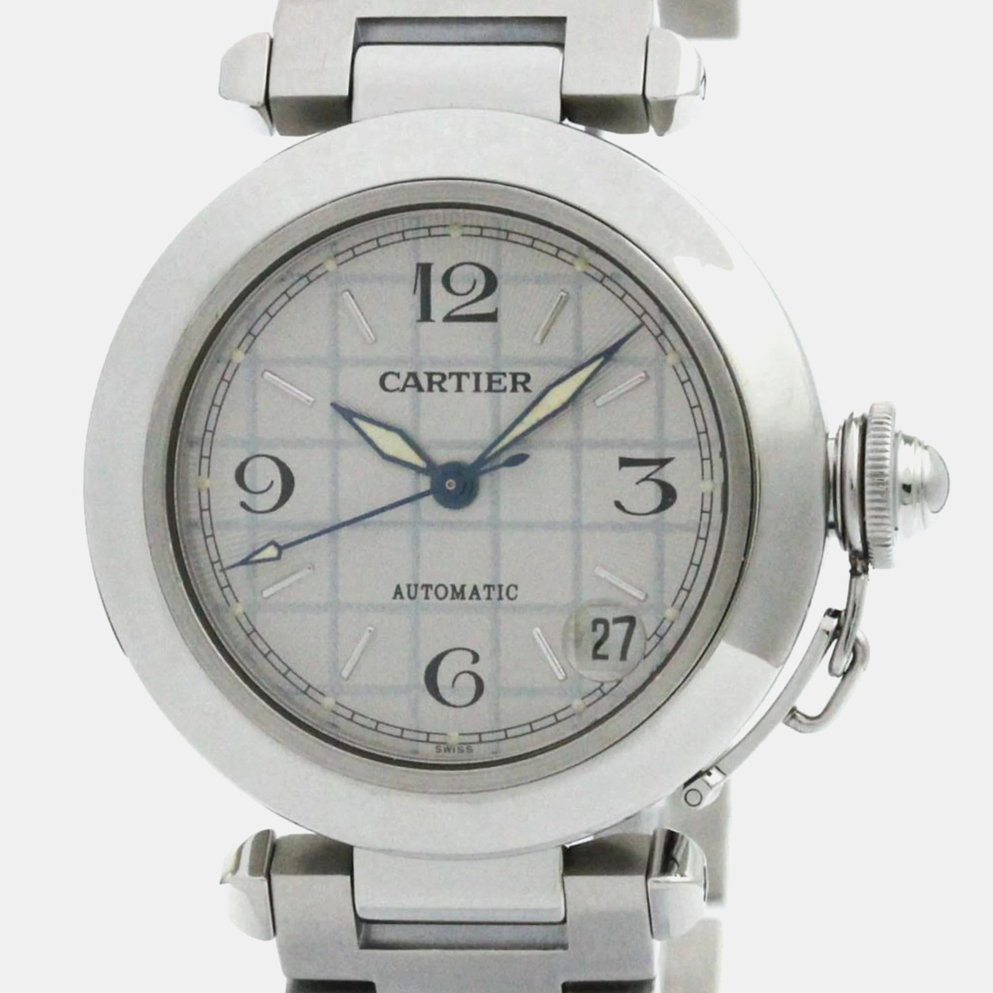 

Cartier Silver Stainless Steel Pasha C W31023M7 Automatic Women's Wristwatch 35 mm