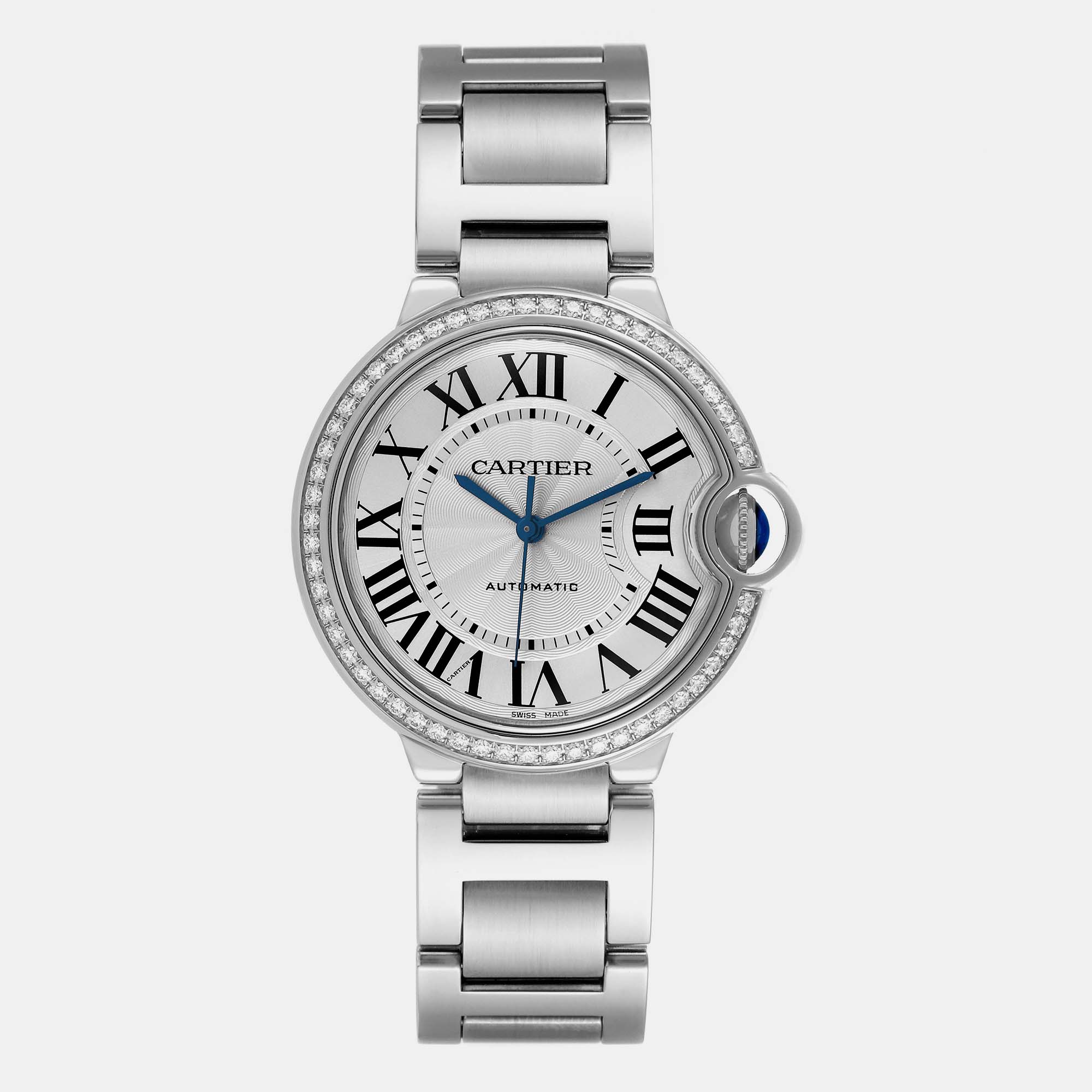 

Cartier Ballon Bleu  Steel Diamond Bezel Ladies Watch W4BB0023, Silver