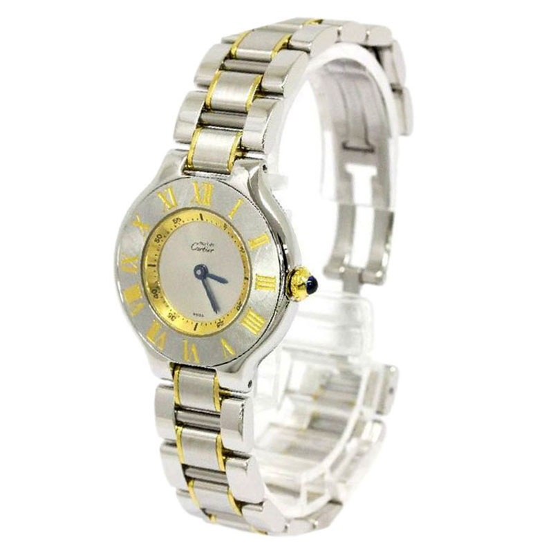 Pre Owned Cartier Ivory Stainless Steel Must 21 Women's Wristwatch 28MM