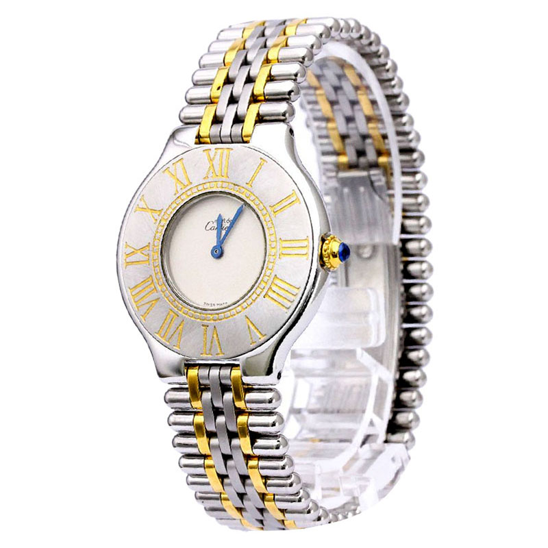 Pre Owned Cartier Ivory Stainless Steel Must 21 Women's Wristwatch 28MM
