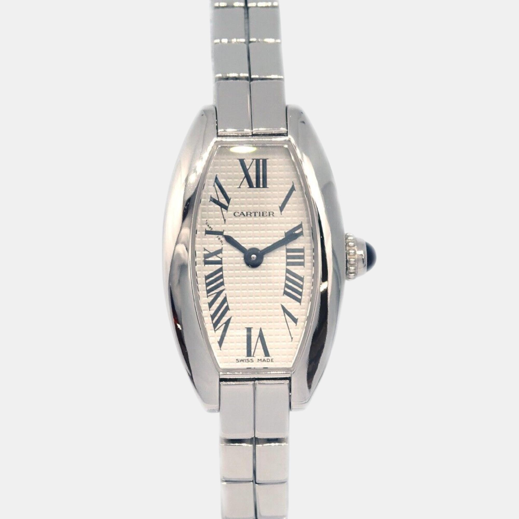 

Cartier 18K White Gold Mini Tonneau Lanieres Quartz Ref.W15363M3 Watch, Silver