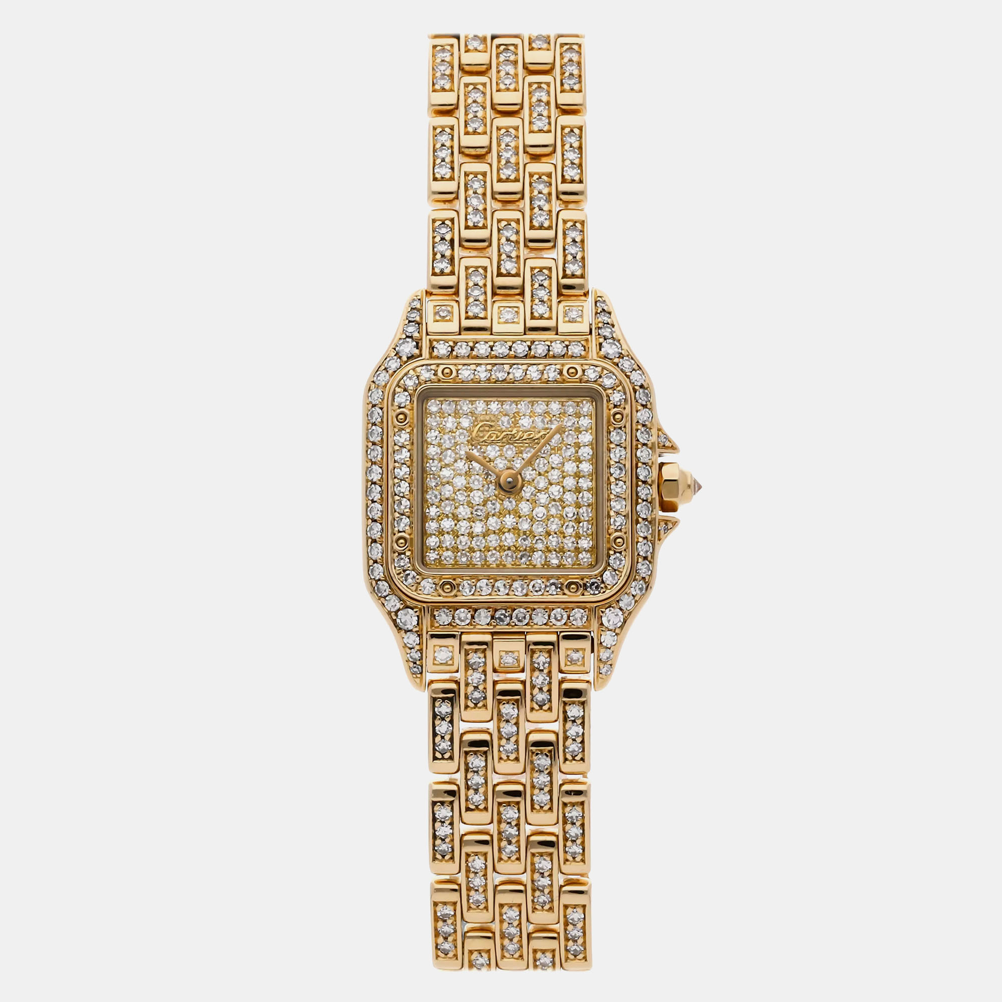 

Cartier MOP 18K Yellow Gold Panthere De Cartier 88372849 Quartz Women's Wristwatch 22 mm, Silver