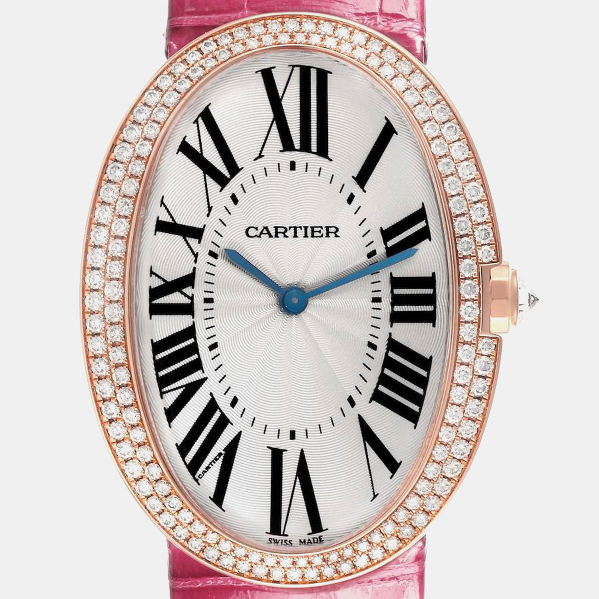 

Cartier Baignoire Large Rose Gold Diamond Ladies Watch WB520005, Silver