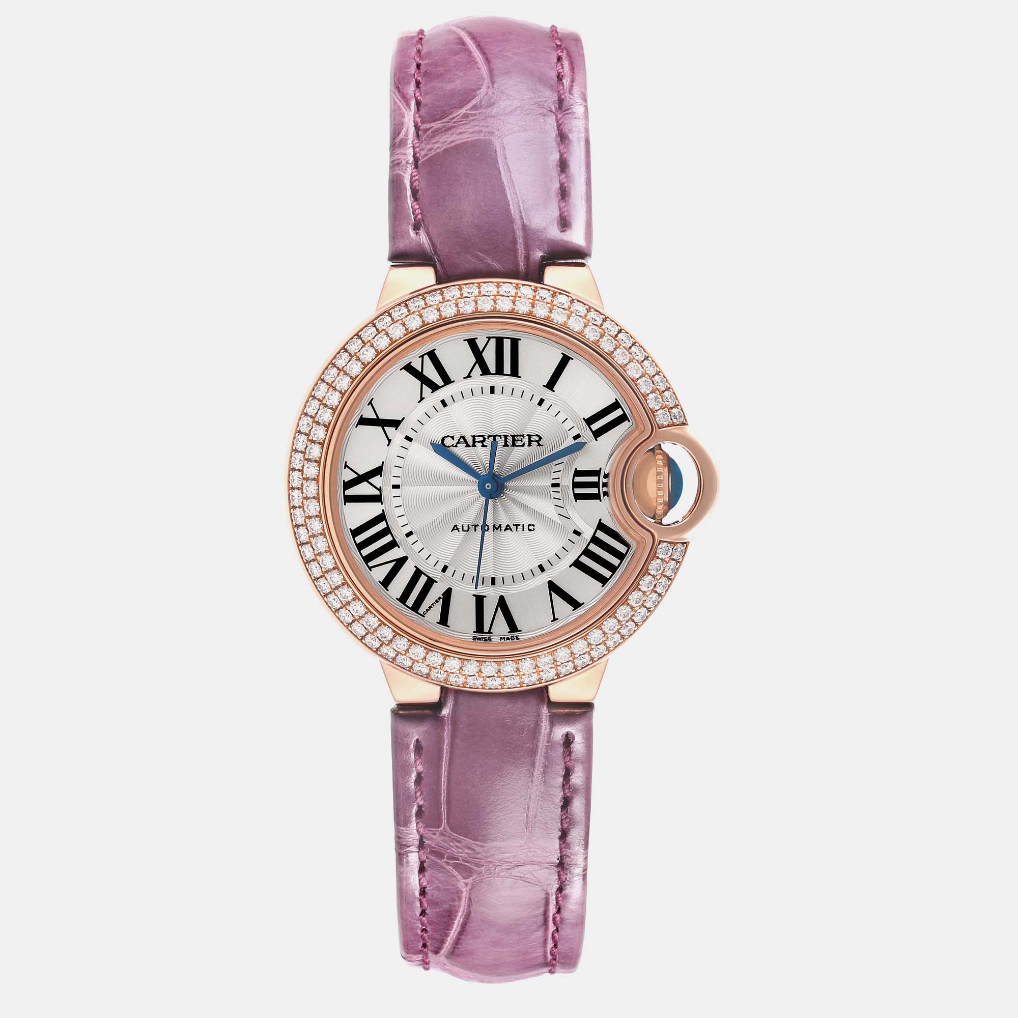 

Cartier Ballon Bleu 33 Rose Gold Diamond Ladies Watch WE902066, Silver