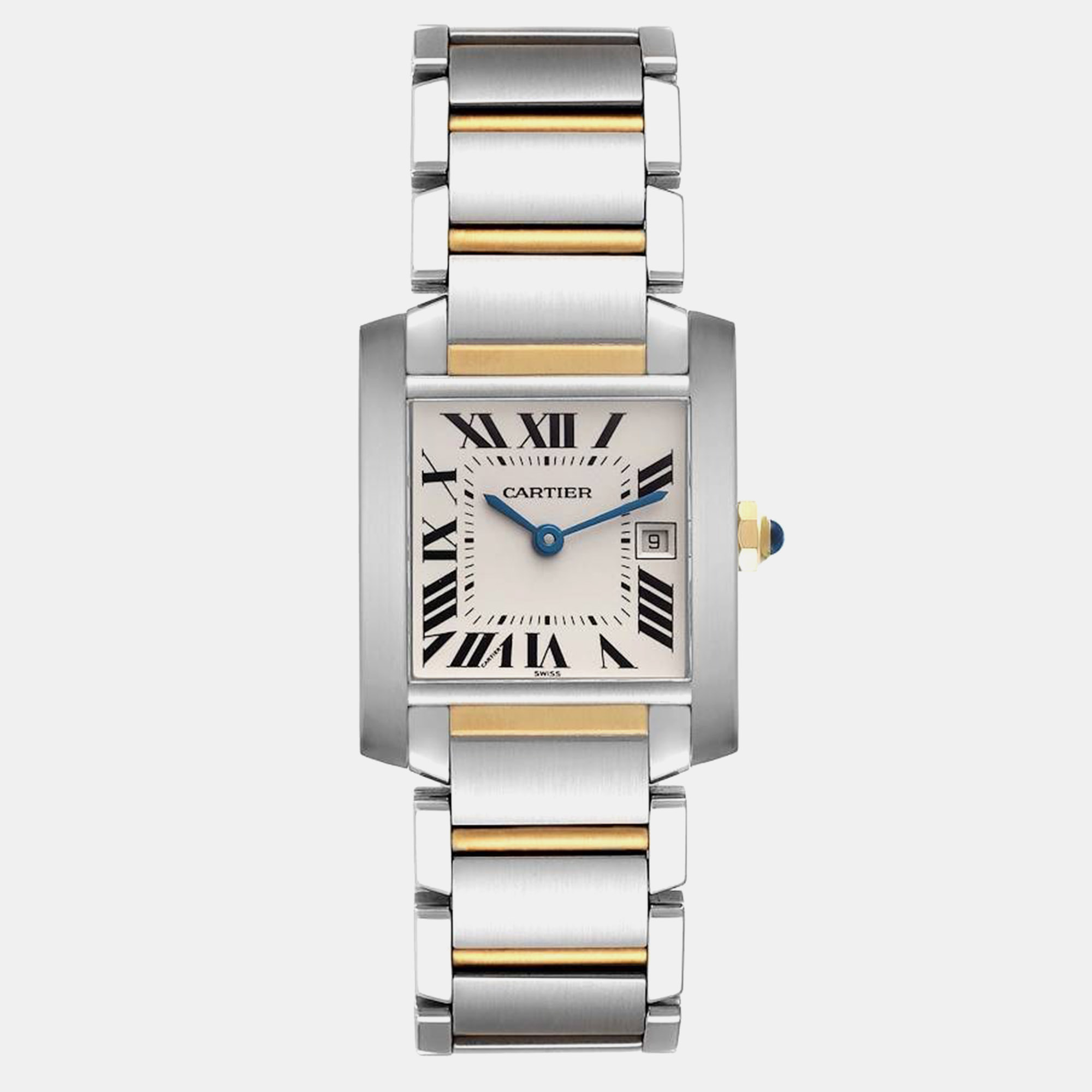 

Cartier Tank Francaise Midsize Steel Yellow Gold Ladies Watch W51012Q4 25 mm x 30 mm, Silver