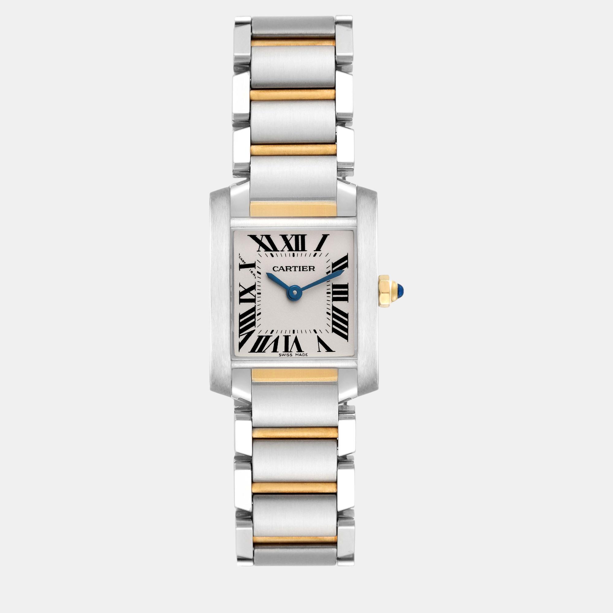 

Cartier Tank Francaise Small Steel Yellow Gold Ladies Watch W51007Q4 25 mm x 20 mm, Silver