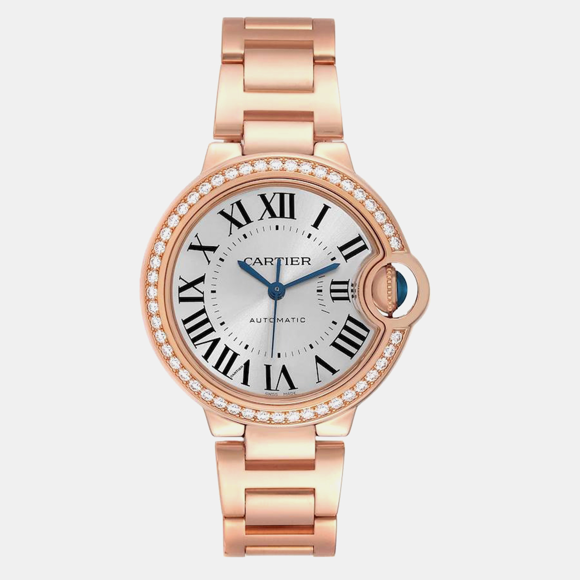 

Cartier Ballon Bleu Rose Gold Silver Dial Diamond Ladies Watch 33.0 mm