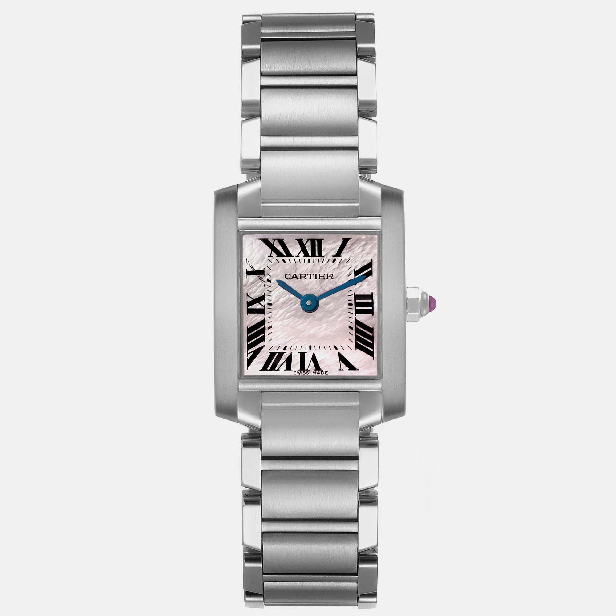 

Cartier Tank Francaise Mother Of Pearl Steel Ladies Watch W51028Q3, Pink