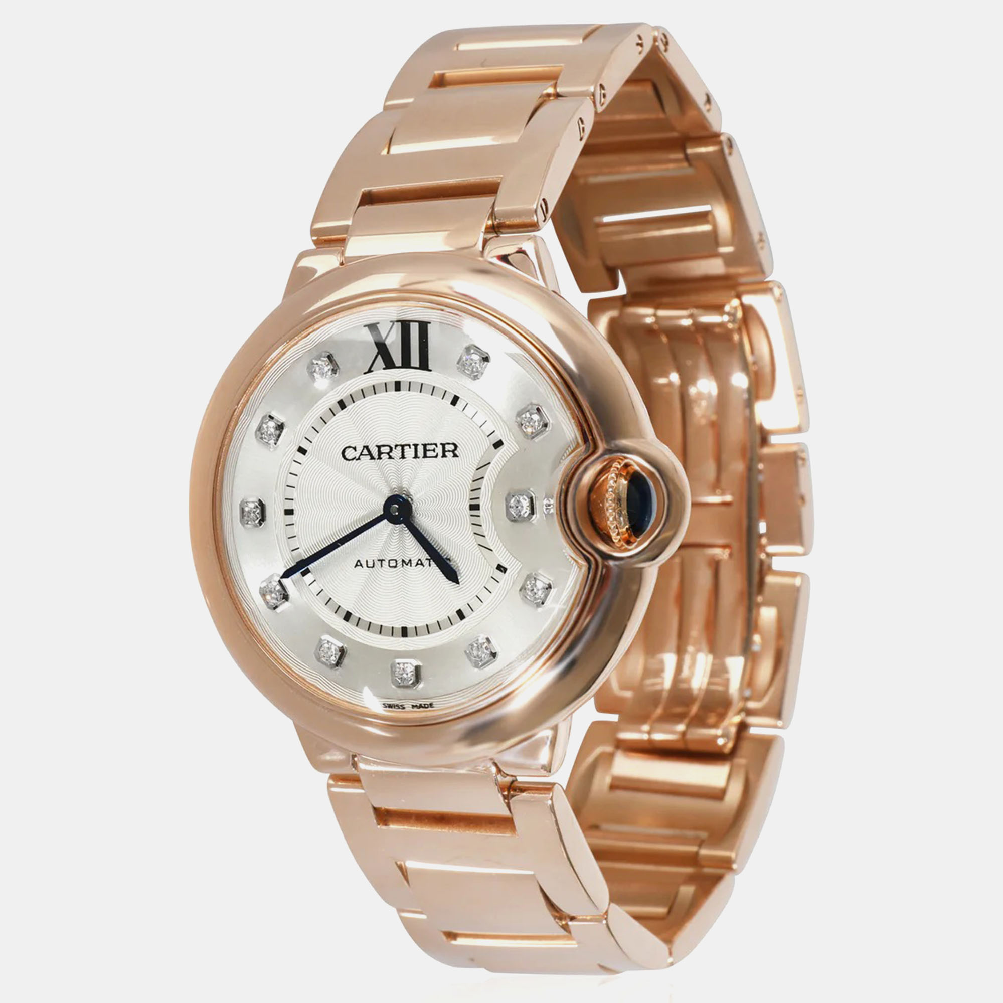 

Cartier 18K Rose Gold Ballon Bleu de Cartier Unisex Watch 36 mm, Silver