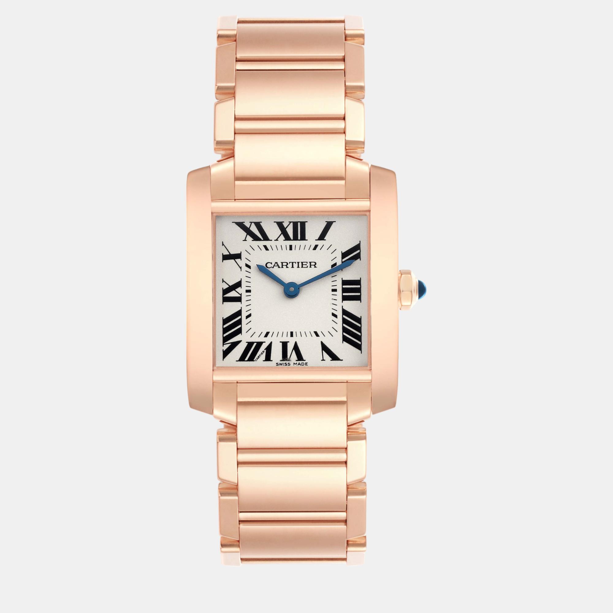 

Cartier Tank Medium Francaise Rose Gold Ladies Watch 28.0 mm, White