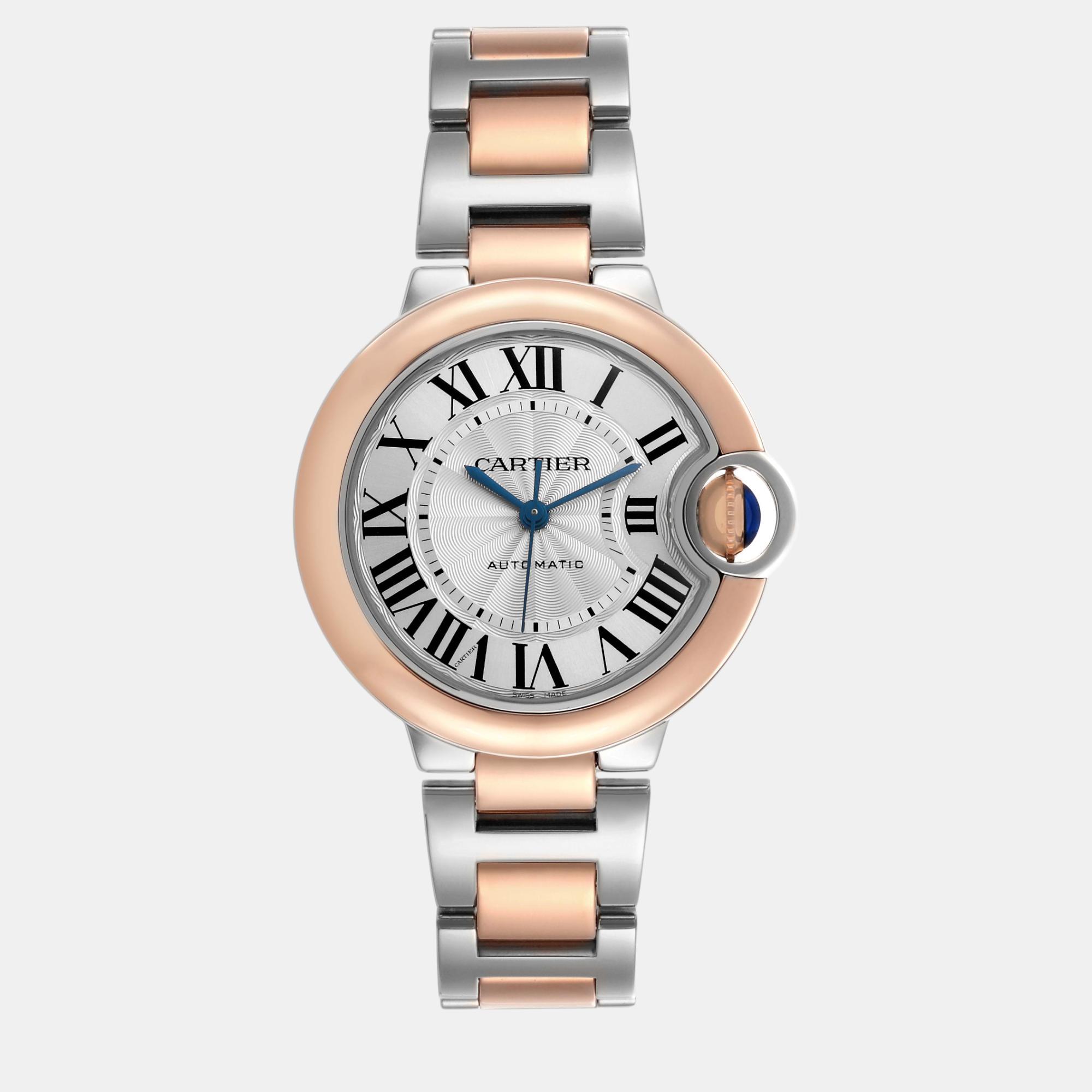 

Cartier Ballon Bleu Steel Rose Gold Ladies Watch 33.0 mm, Silver