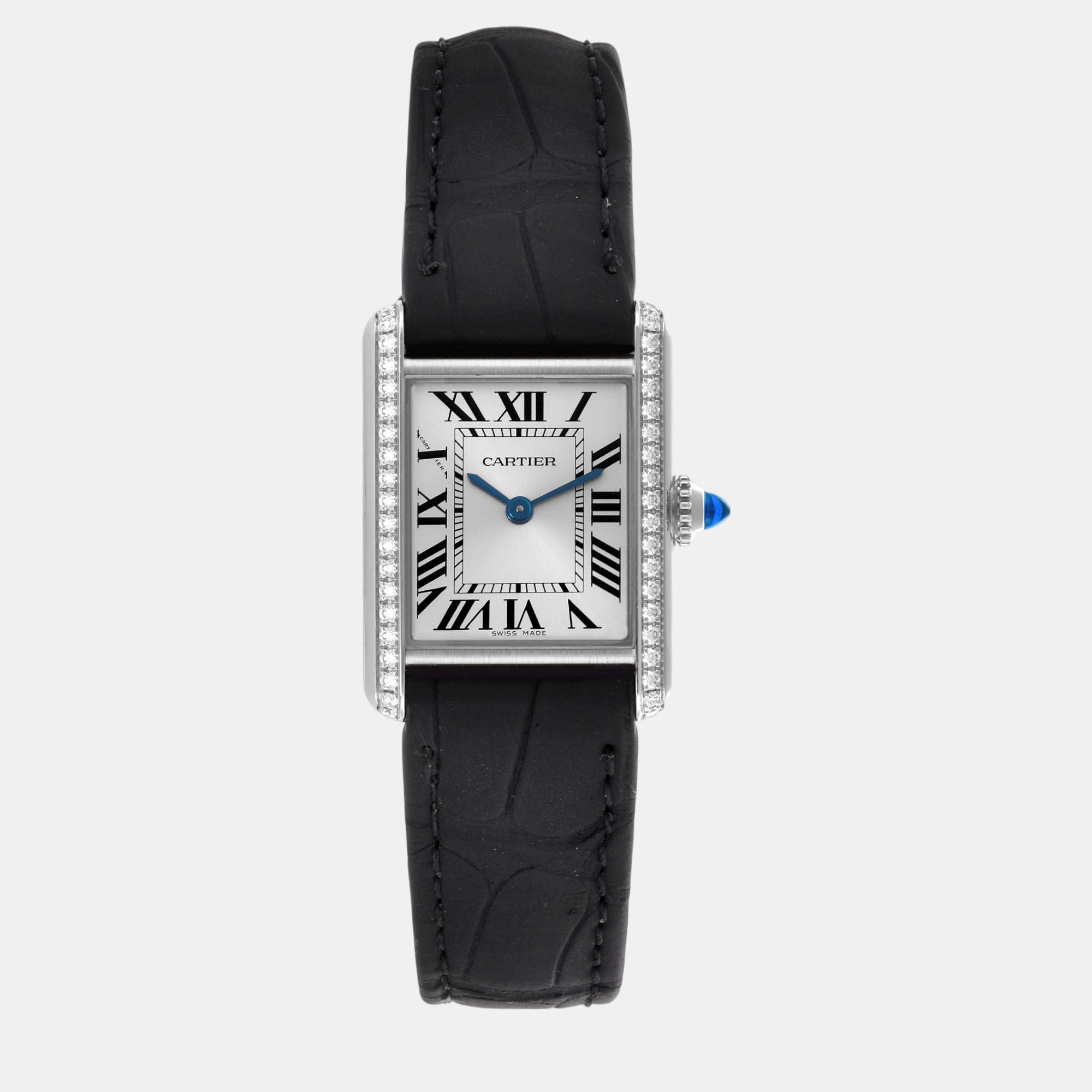 

Cartier Tank Must Small Diamond Bezel Steel Ladies Watch 22.0 mm, Silver