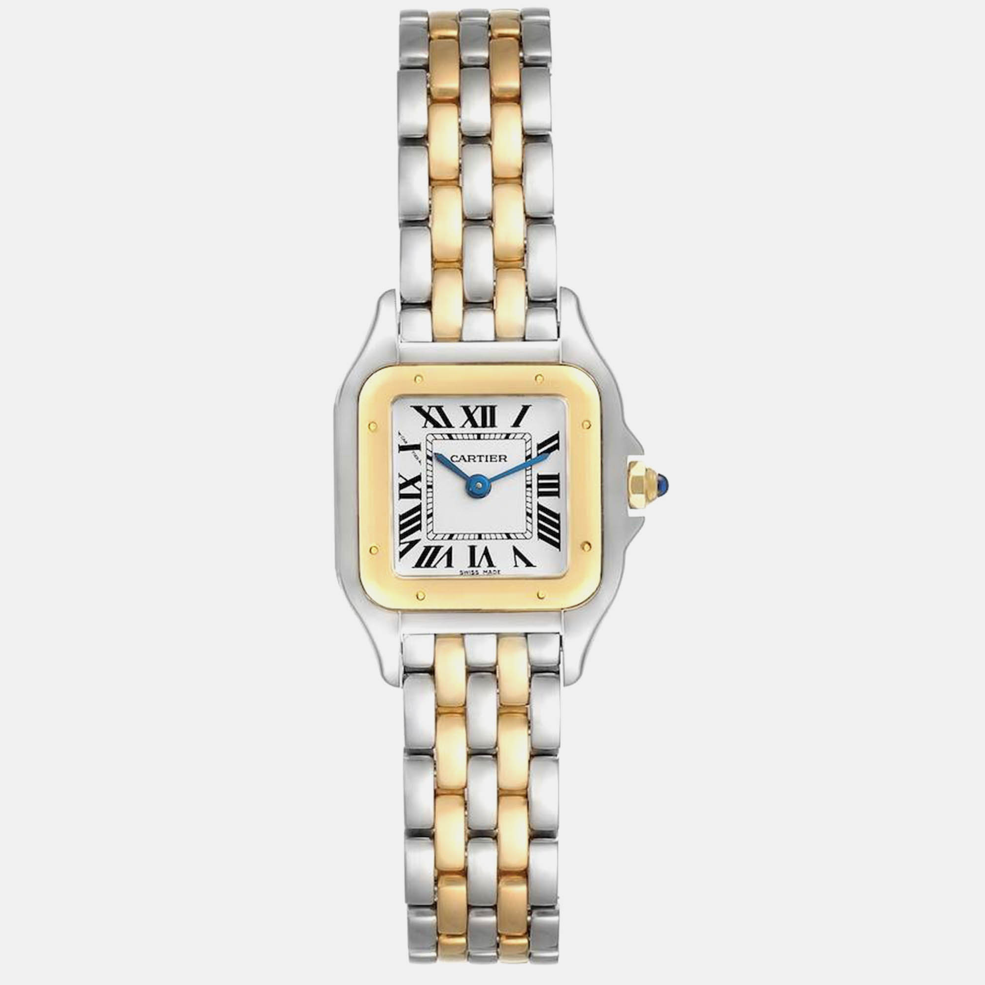 

Cartier Panthere Steel Yellow Gold 2 Row Ladies Watch W2PN0006, White