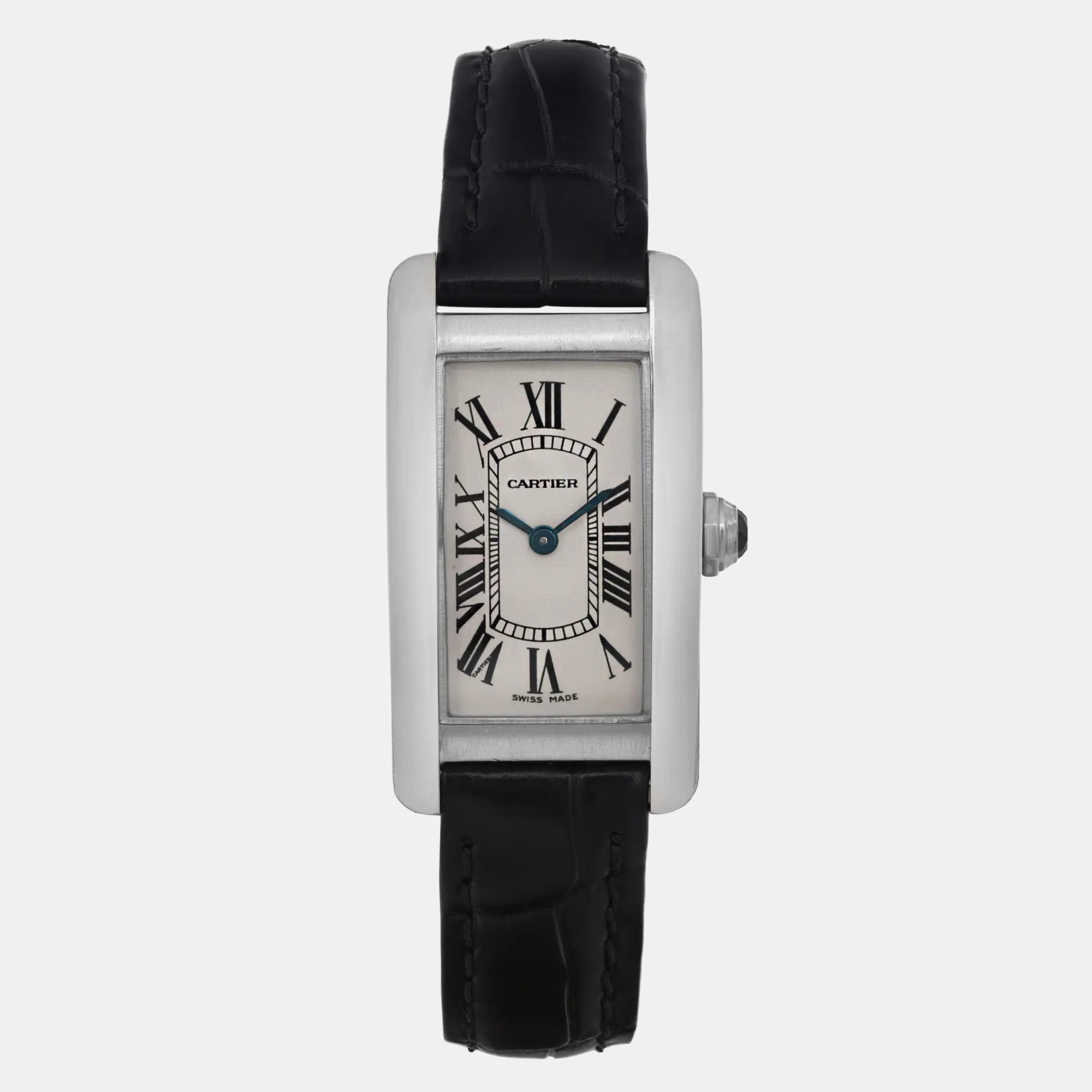 

Cartier White 18K White Gold Tank Americaine W2601956 Quartz Women's Wristwatch 28mm, Silver