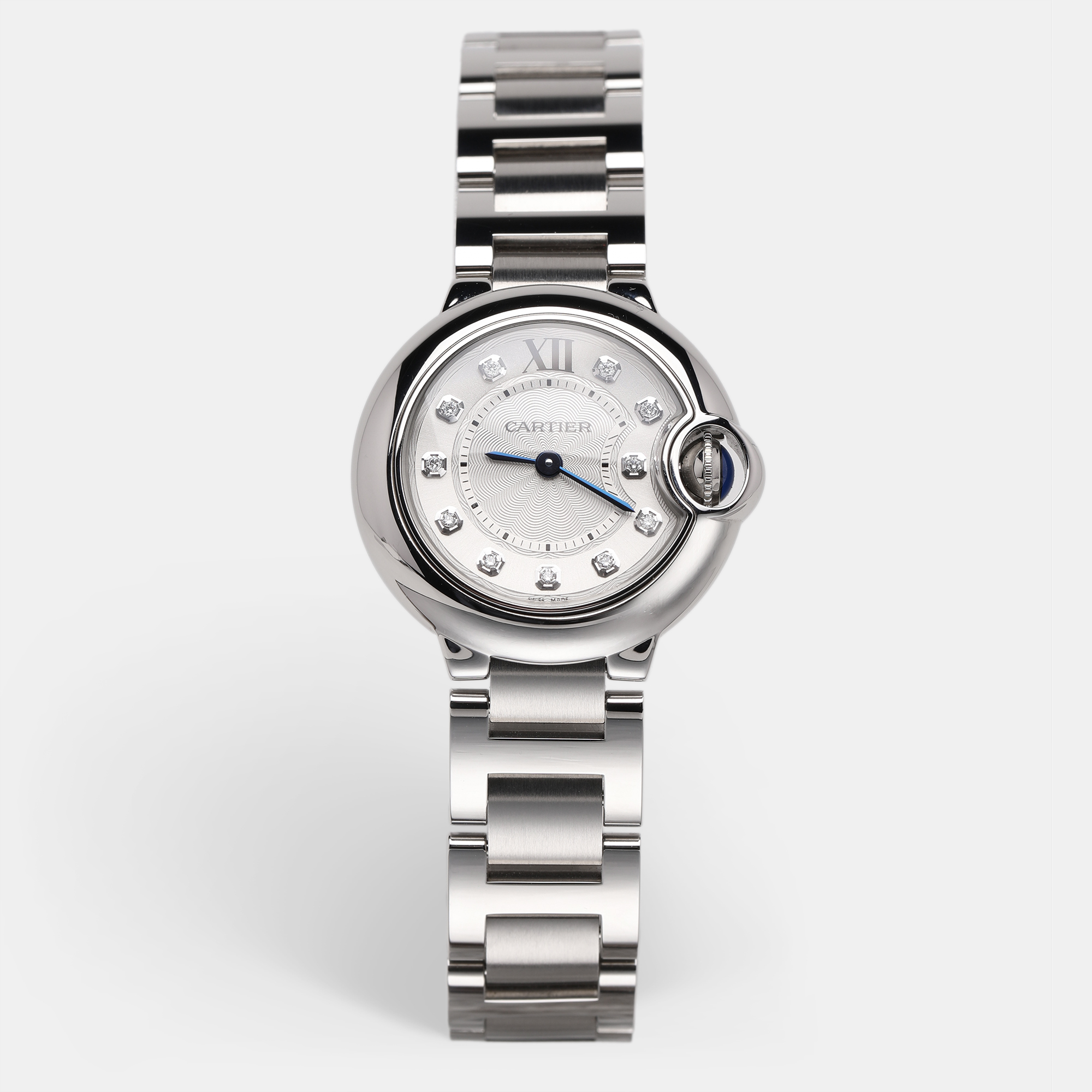 

Cartier Silver Stainless Steel Diamond Ballon Bleu