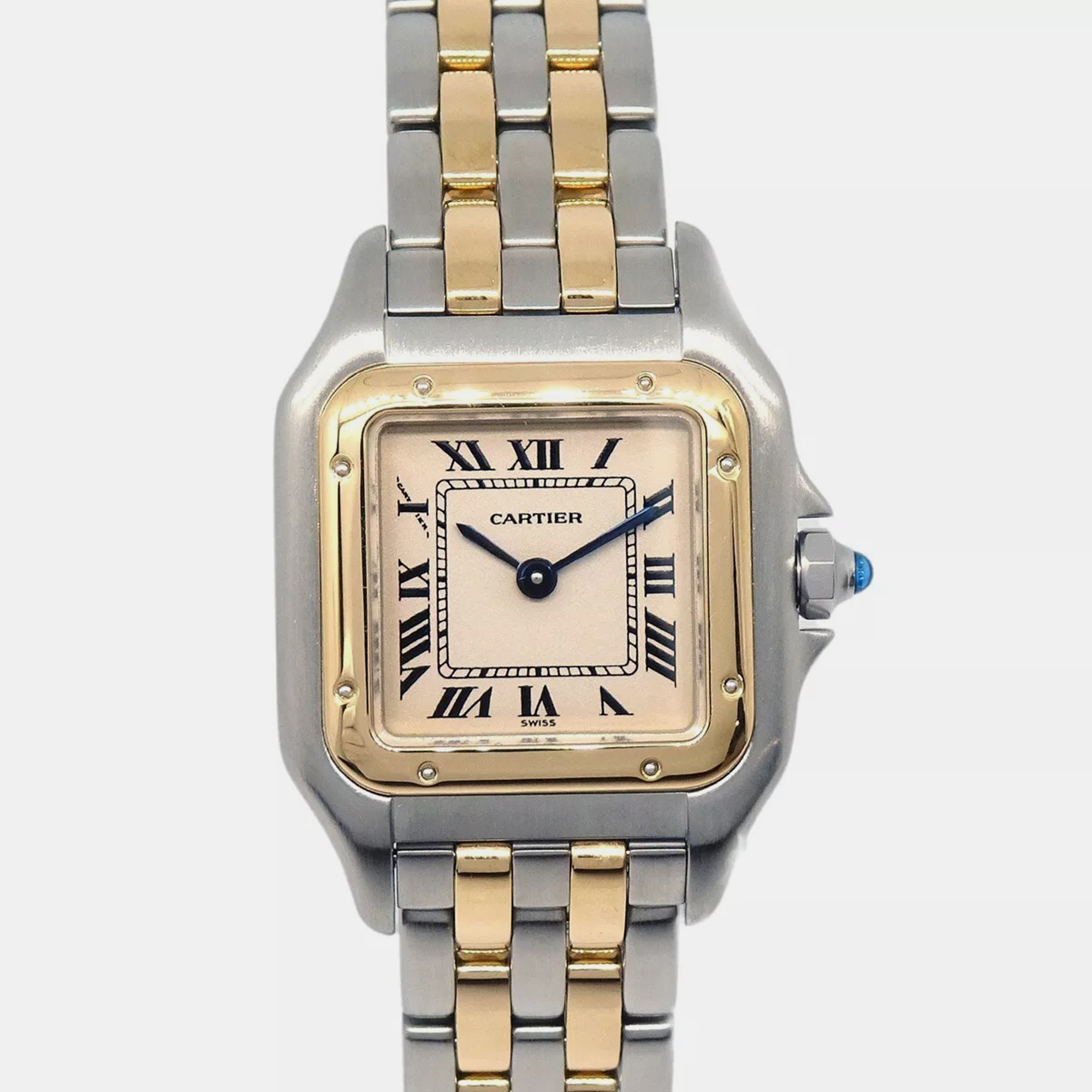 

Cartier Cream 18k Yellow Gold Stainless Steel Panthere 11202 Quartz Women's Wristwatch 22 mm