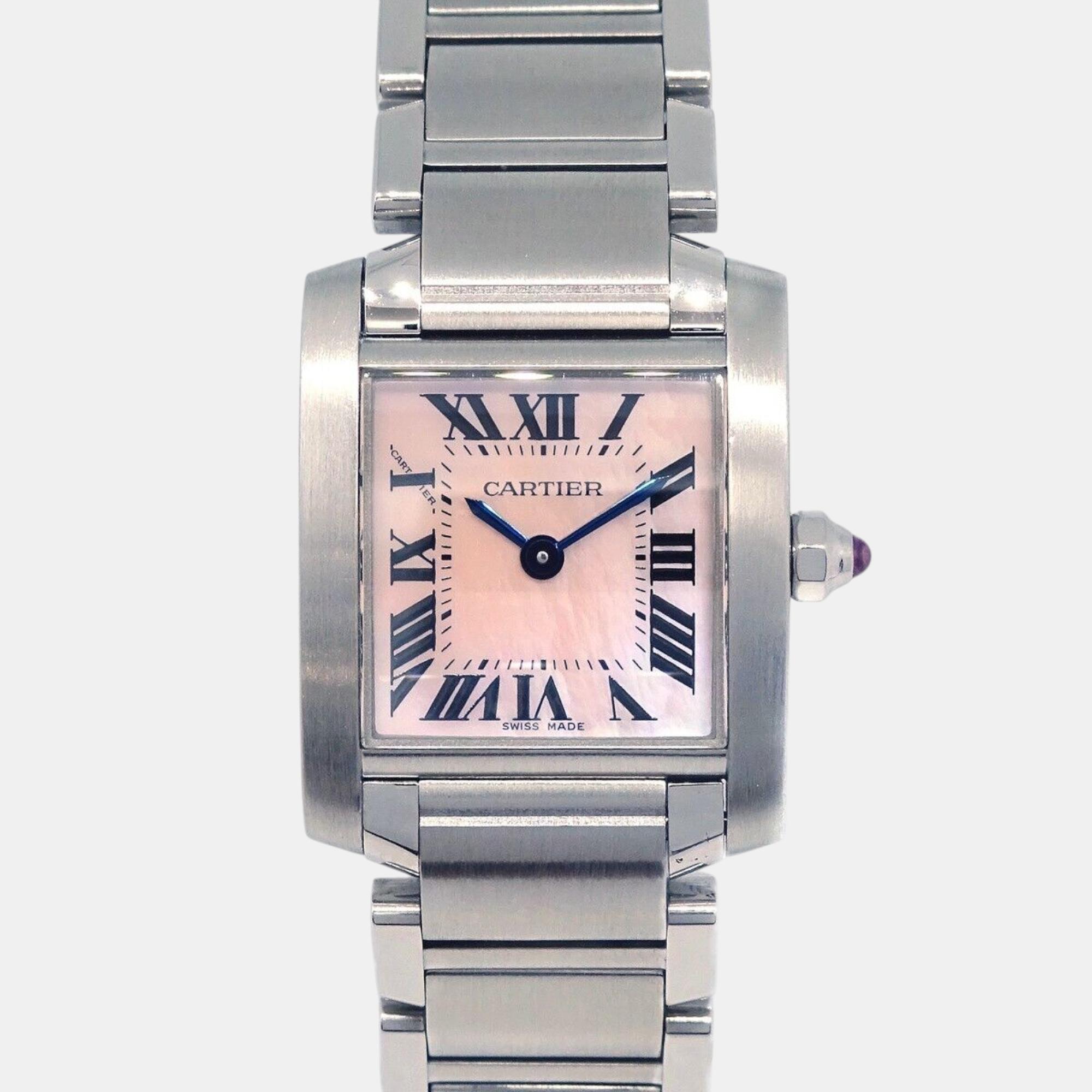 

Cartier Silver Stainless Steel Tank Francaise W51028Q3 Quartz Women's Wristwatch 20 mm