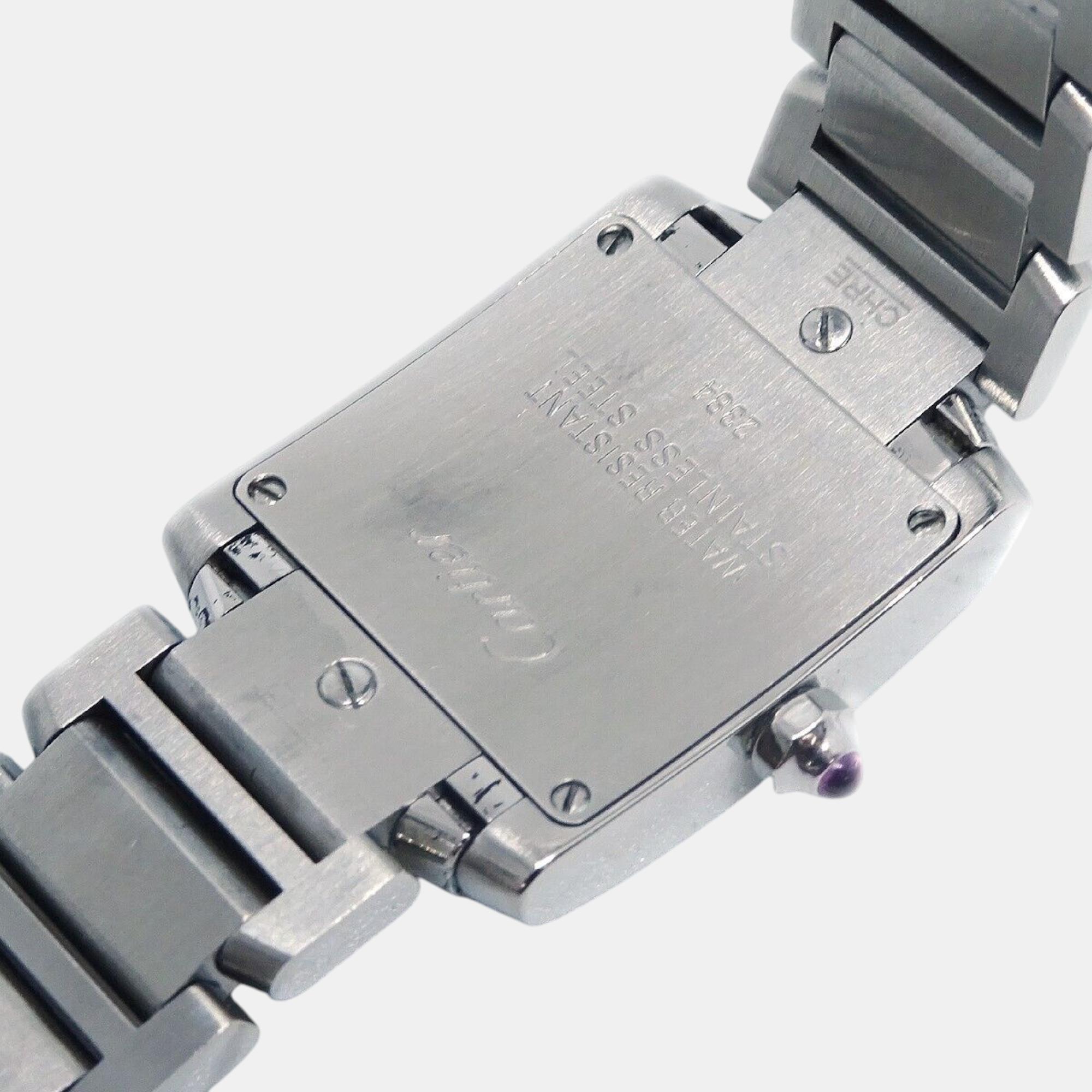 Cartier Silver Stainless Steel Tank Francaise W51028Q3 Quartz Women`s Wristwatch 20 mm 