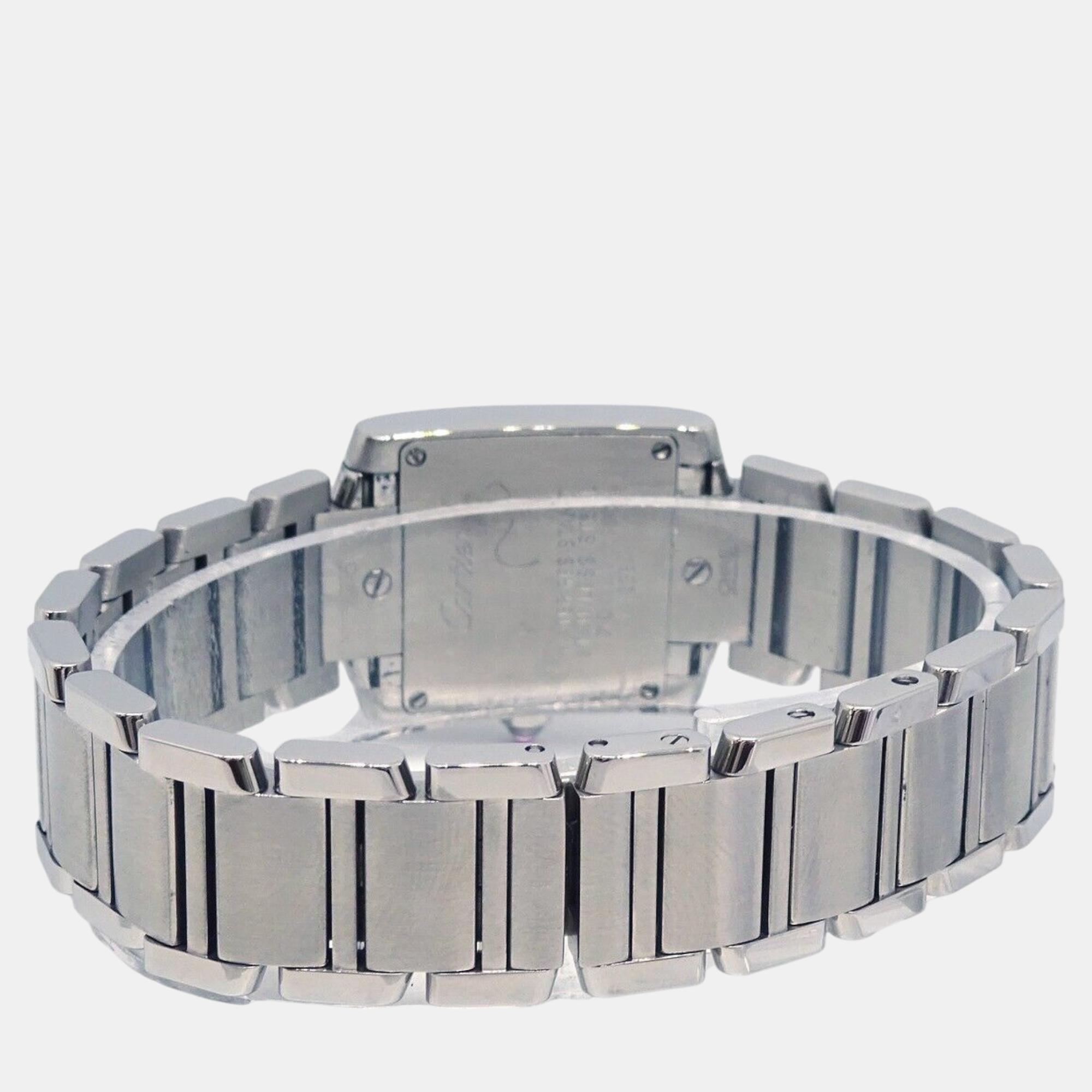 Cartier Silver Stainless Steel Tank Francaise W51028Q3 Quartz Women`s Wristwatch 20 mm 