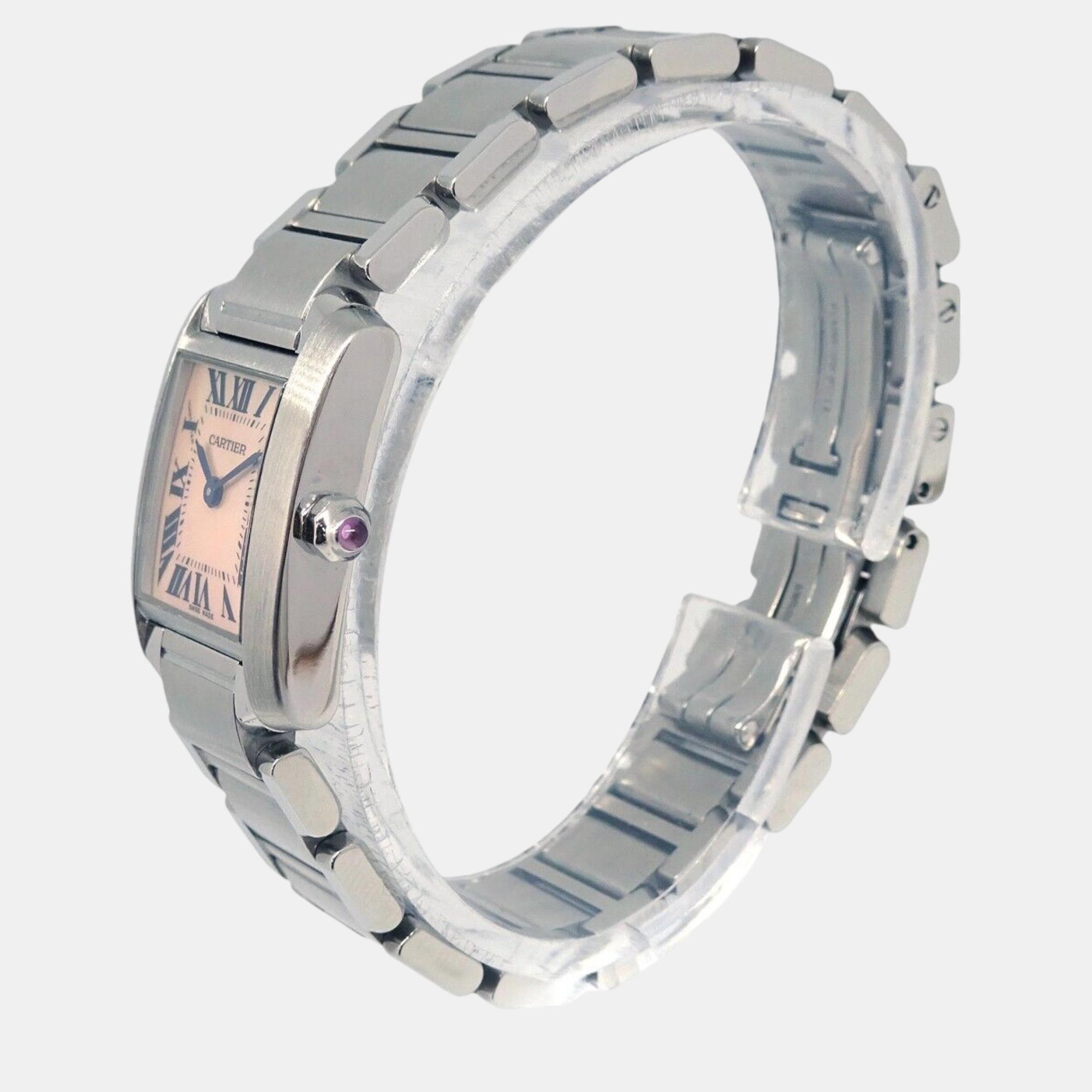 Cartier Silver Stainless Steel Tank Francaise W51028Q3 Quartz Women`s Wristwatch 20 mm 