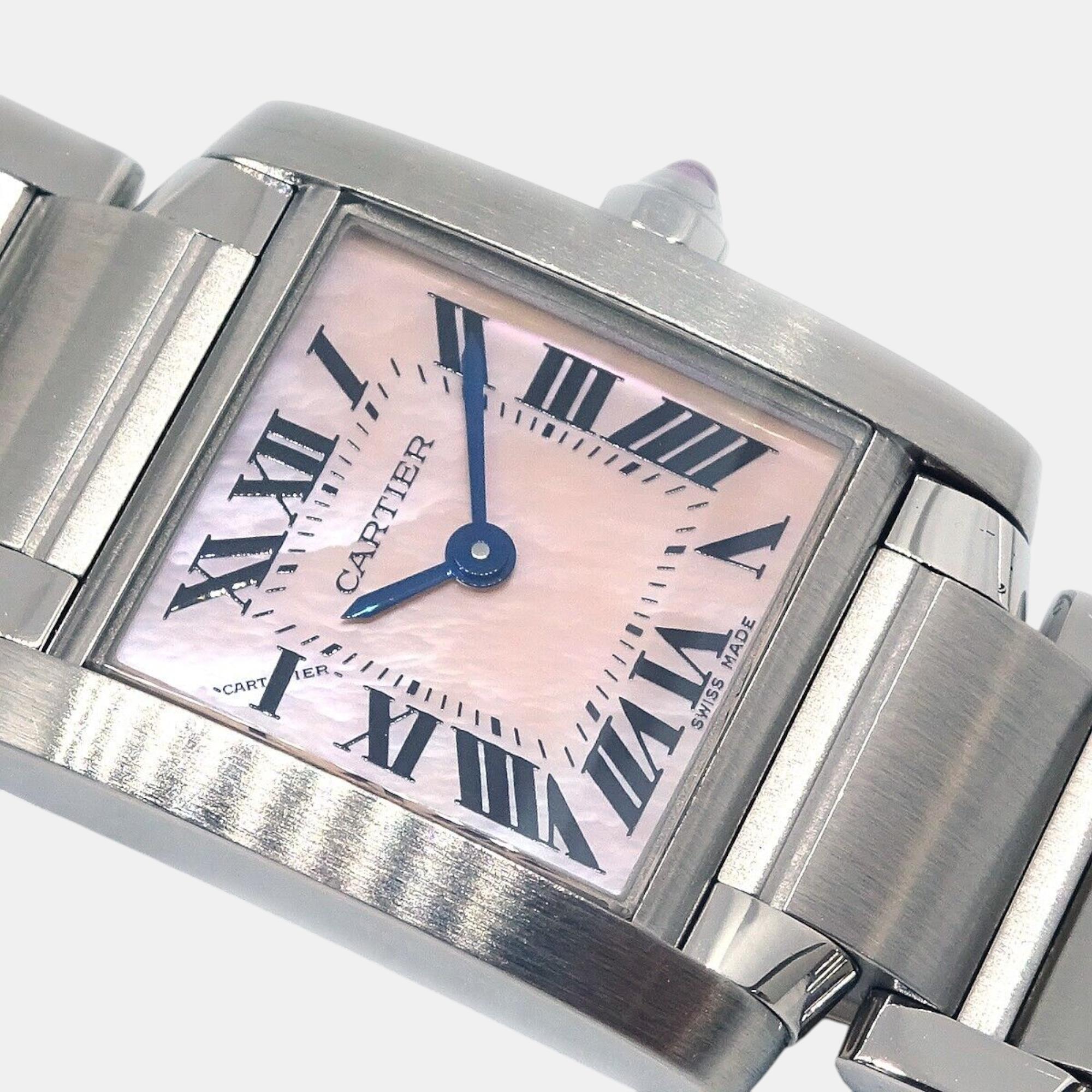 Cartier Silver Stainless Steel Tank Francaise W51028Q3 Quartz Women`s Wristwatch 20 mm 