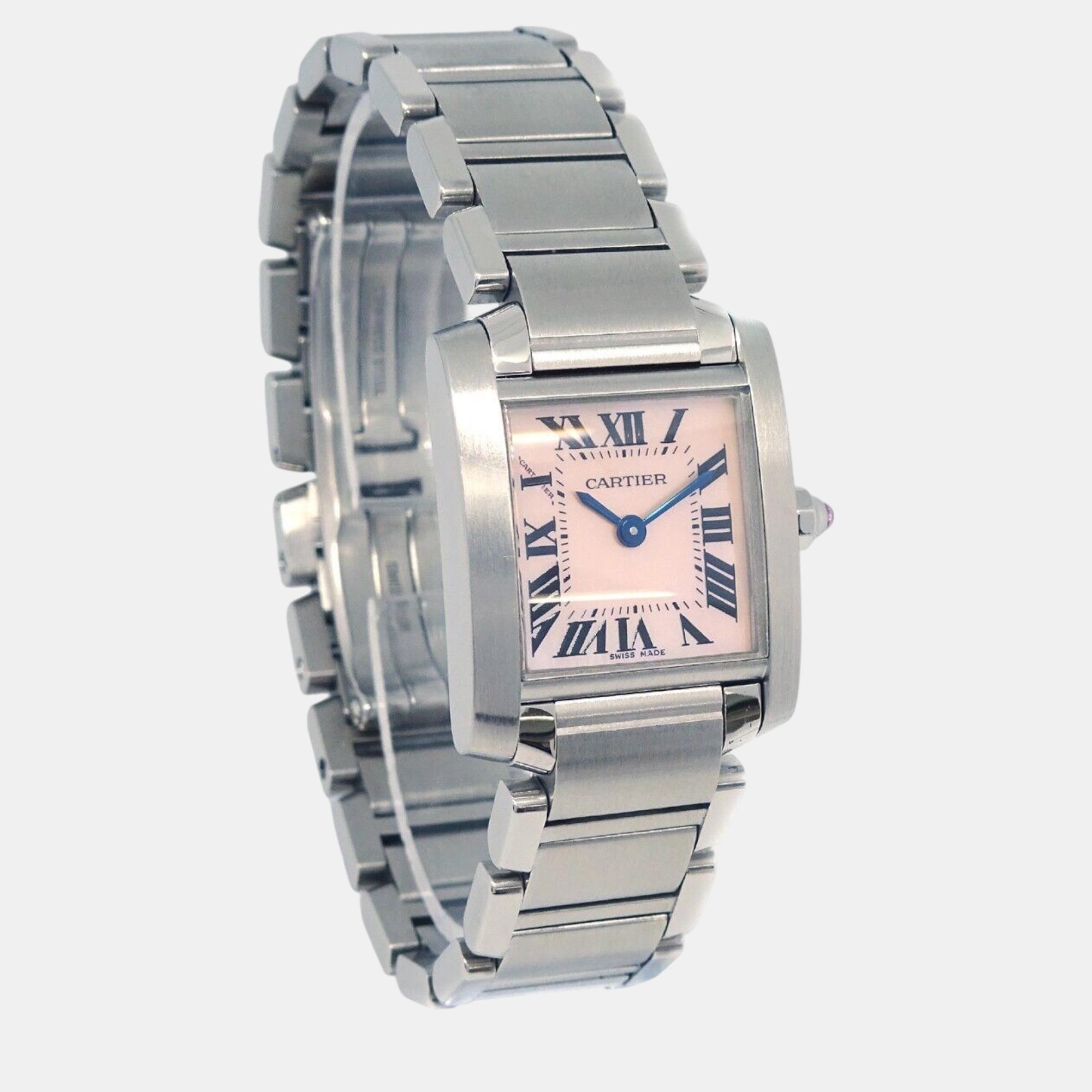 Cartier Silver Stainless Steel Tank Francaise W51028Q3 Quartz Women`s Wristwatch 20 mm 
