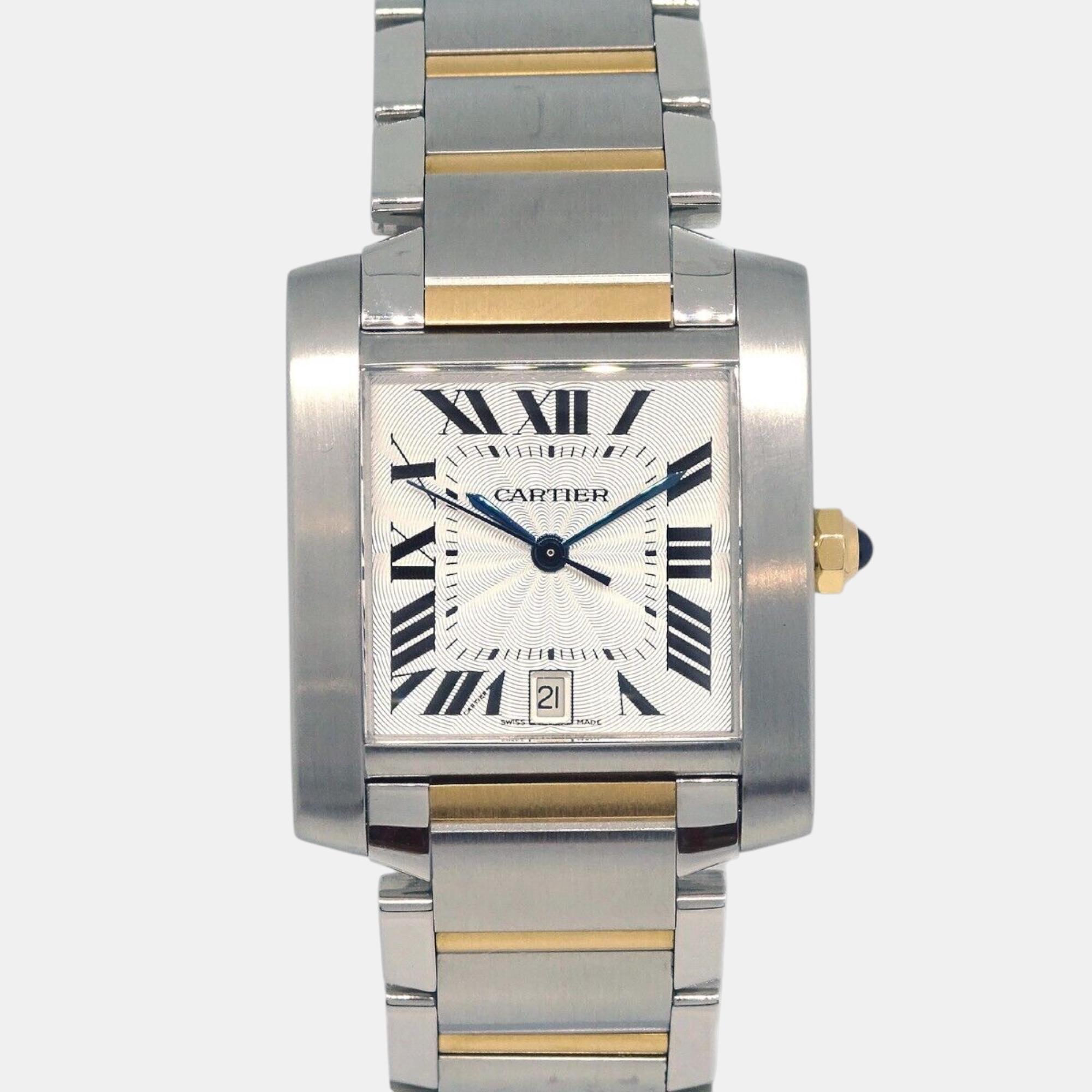 

Cartier Beige Stainless Steel Tank Francaise W51005Q4 Quartz Women's Wristwatch 27 mm