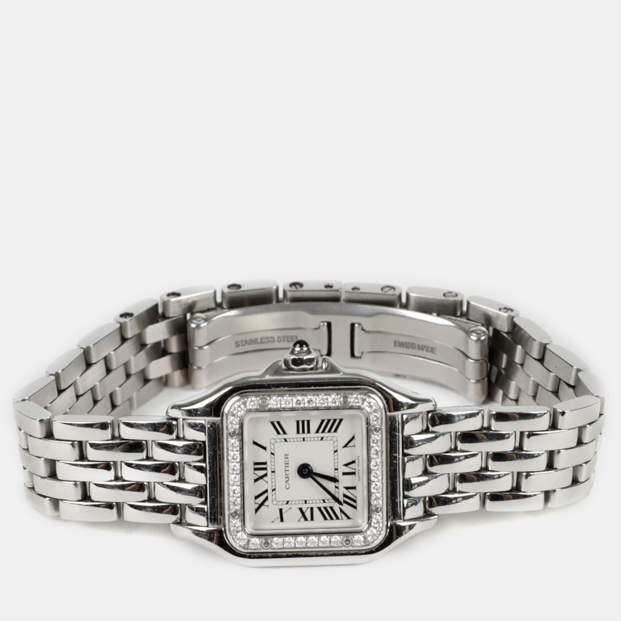 Cartier White Stainless Steel Panthere W4PN0007 Quartz Women`s Wristwatch 20 mm 