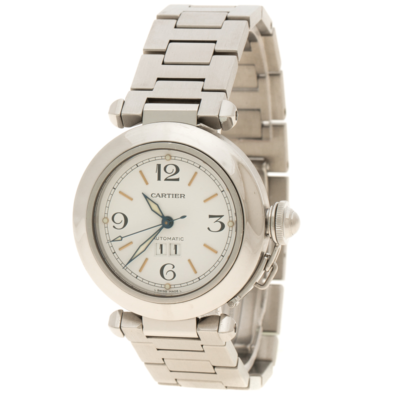 Pre Owned Cartier White Stainless Steel Pasha de Cartier Women's Wristwatch  35 mm