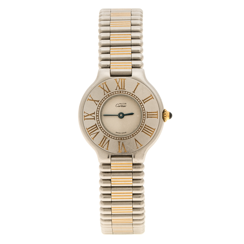Pre Owned Cartier White Stainless Steel Must De Cartier 21 Women's Wristwatch 28 mm