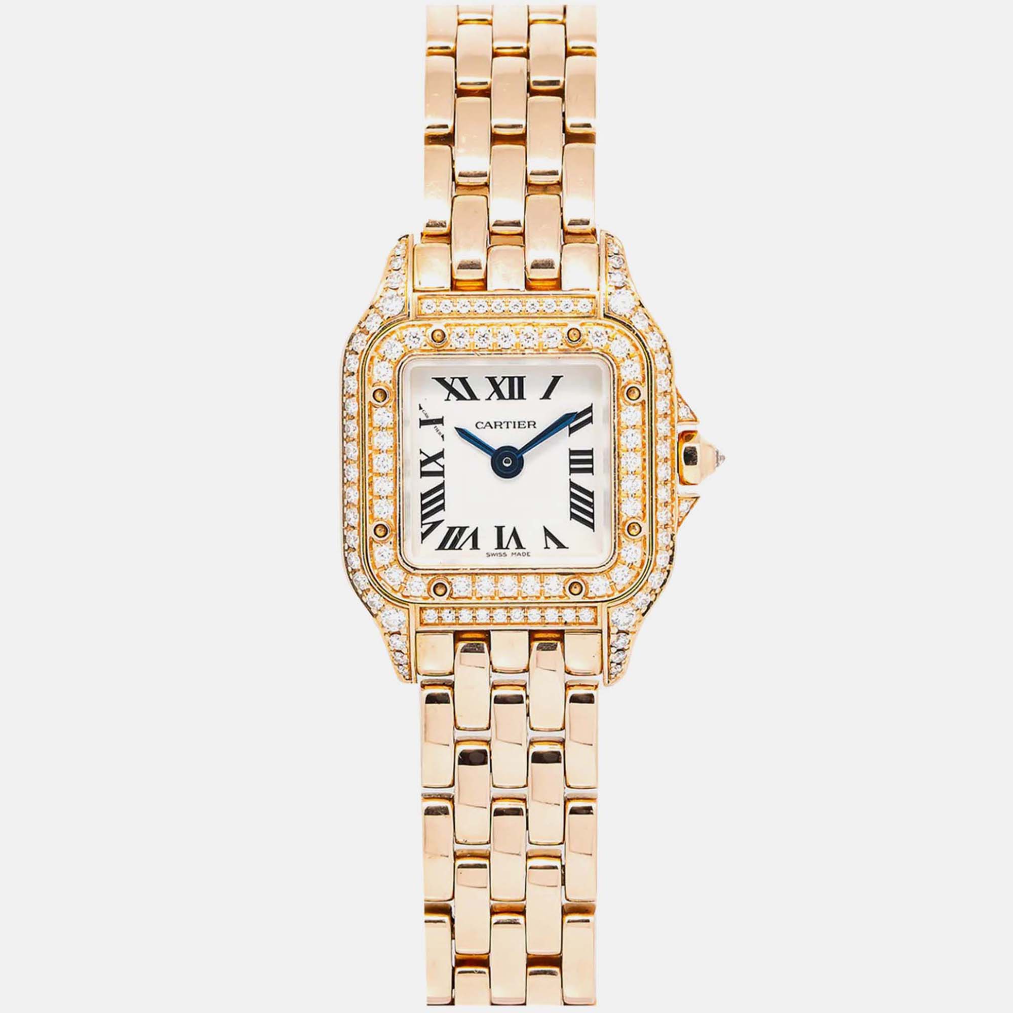 Cartier Mini Panthere WJPN0020 Quartz White18K Yellow Gold Women’s Wristwatch 22 mm