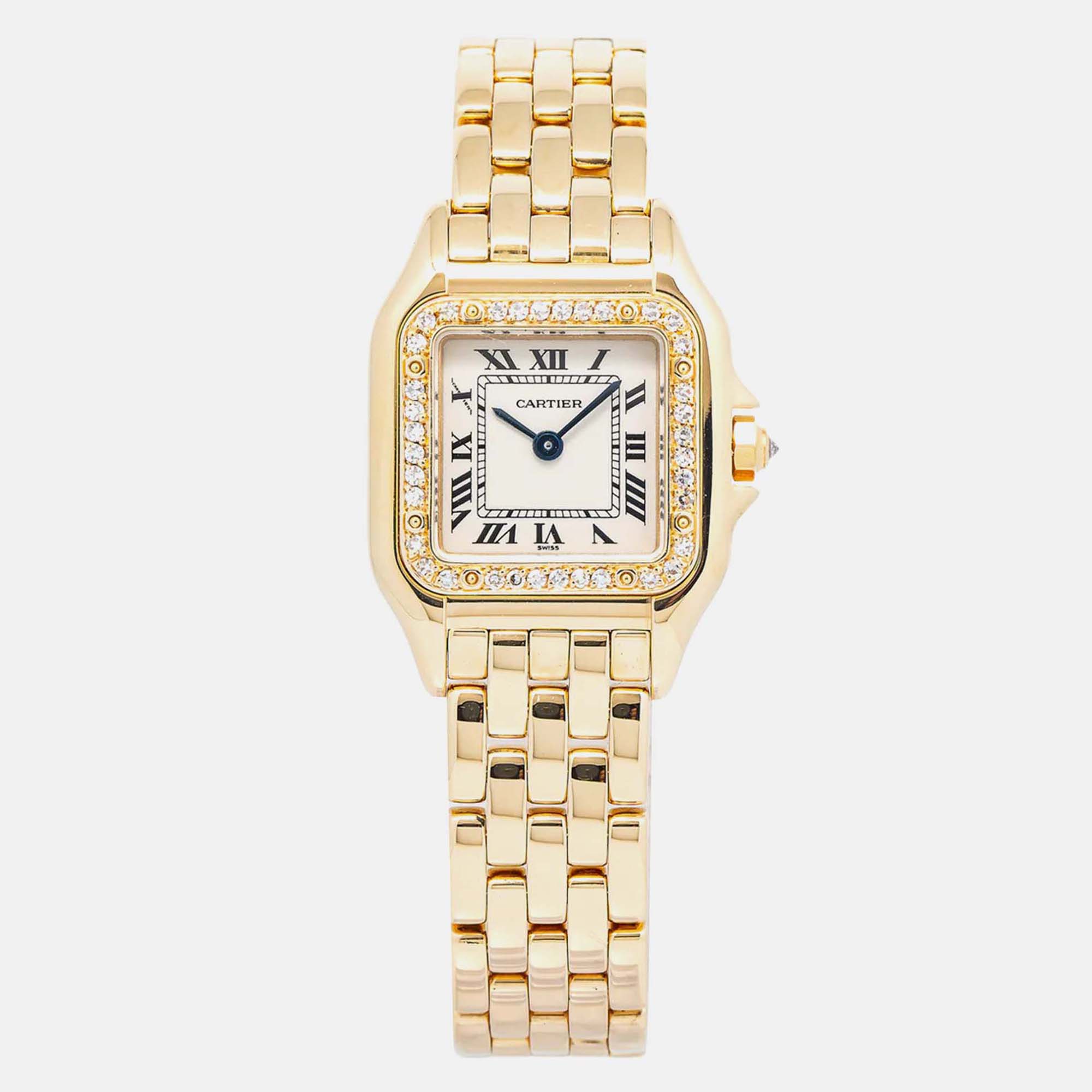Cartier Panthere WF307089 Automatic White 18k Yellow Gold Women’s Wristwatch 22 mm