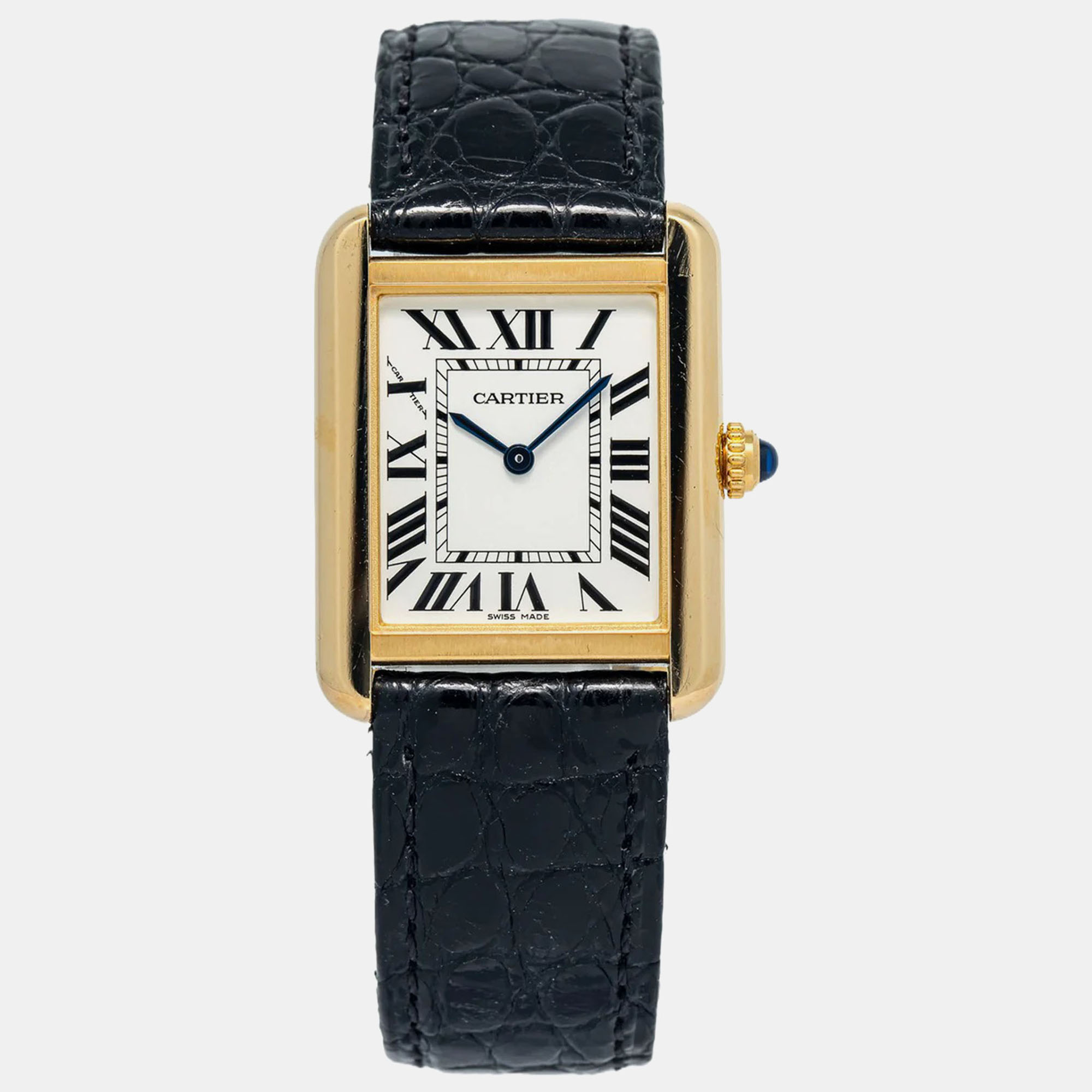 Cartier Tank Solo W5200002 Quartz White 18k Yellow Gold Women’s Wristwatch 24 mm