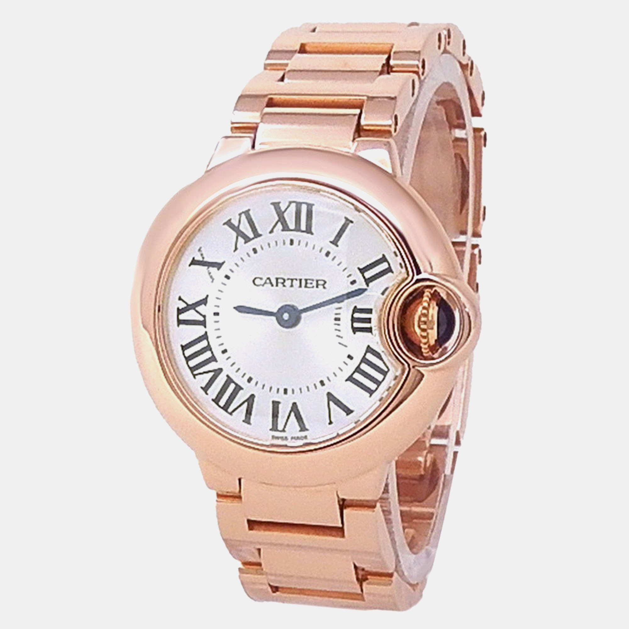 

Cartier Ballon Bleu W69002Z2 Quartz Silver 18k Rose Gold Diamond Women's Wristwatch 28 mm