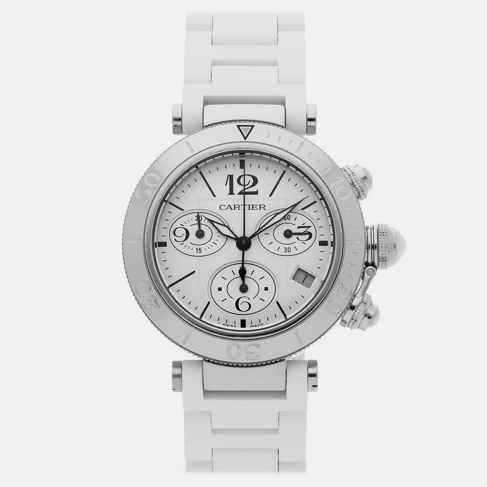 

Pre-Owned Cartier Pasha Seatimer Chronograph W3140005 37 mm, Silver