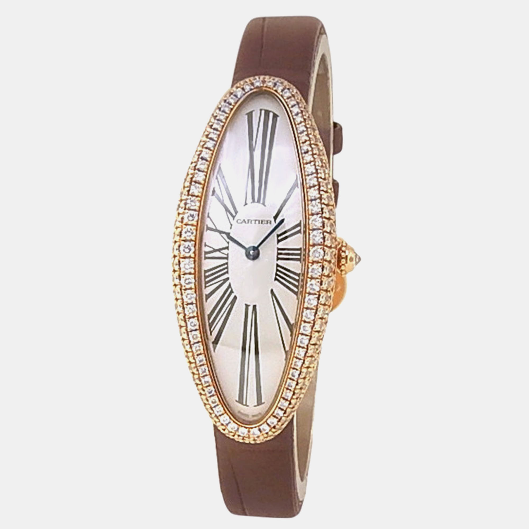

Cartier Baignoire WJBA0006 Manual Winding Diamonds Silver 18K Rose Gold Women’s Wristwatch 21 mm