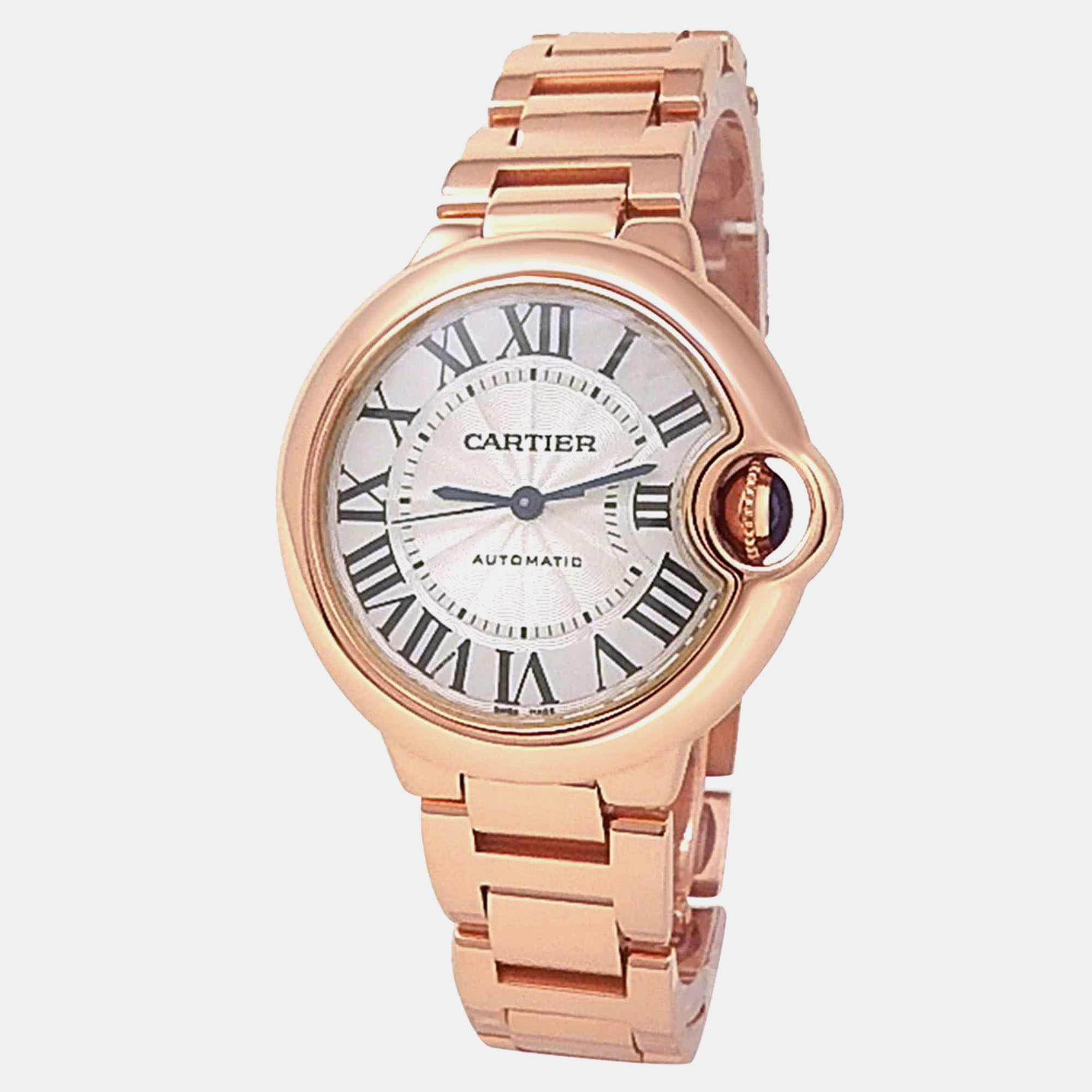 

Cartier Ballon Bleu W6920068 Automatic Silver 18K Rose Gold Women’s Wristwatch 33 mm
