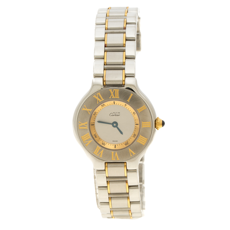 Pre Owned Cartier Silver Grey Stainless Steel Must 21 Women's Wristwatch 28 mm