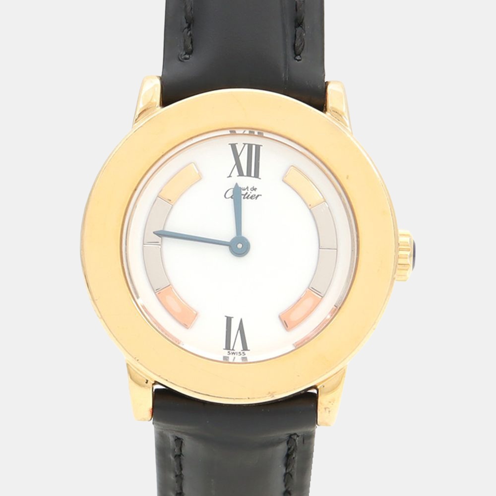 

Cartier Must W1009143 Quartz Gold Plated Silver Womens Wristwatch, White