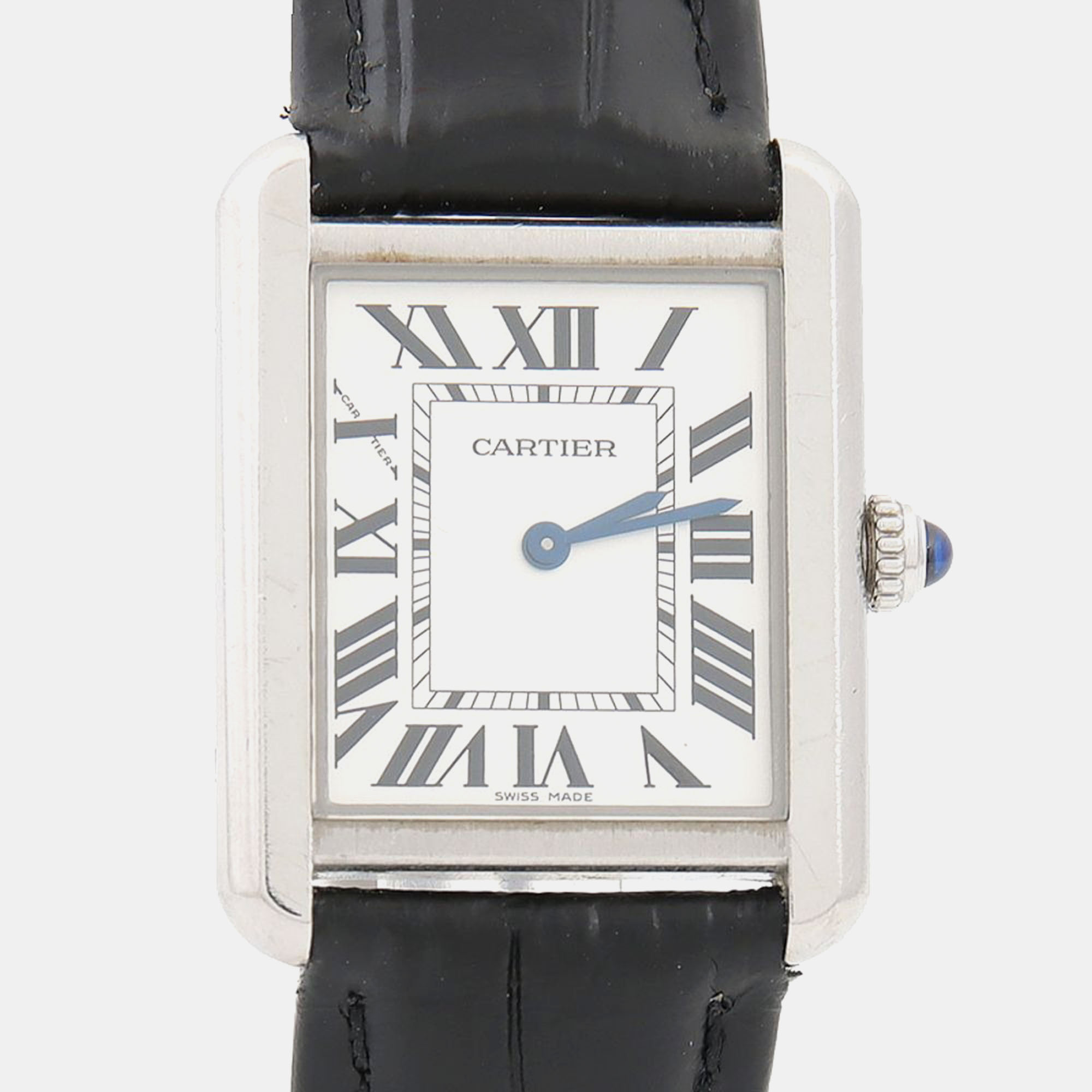 

Cartier Tank Solo W5200005 Quartz Stainless Steel Womens Wristwatch 24.5 mm, White
