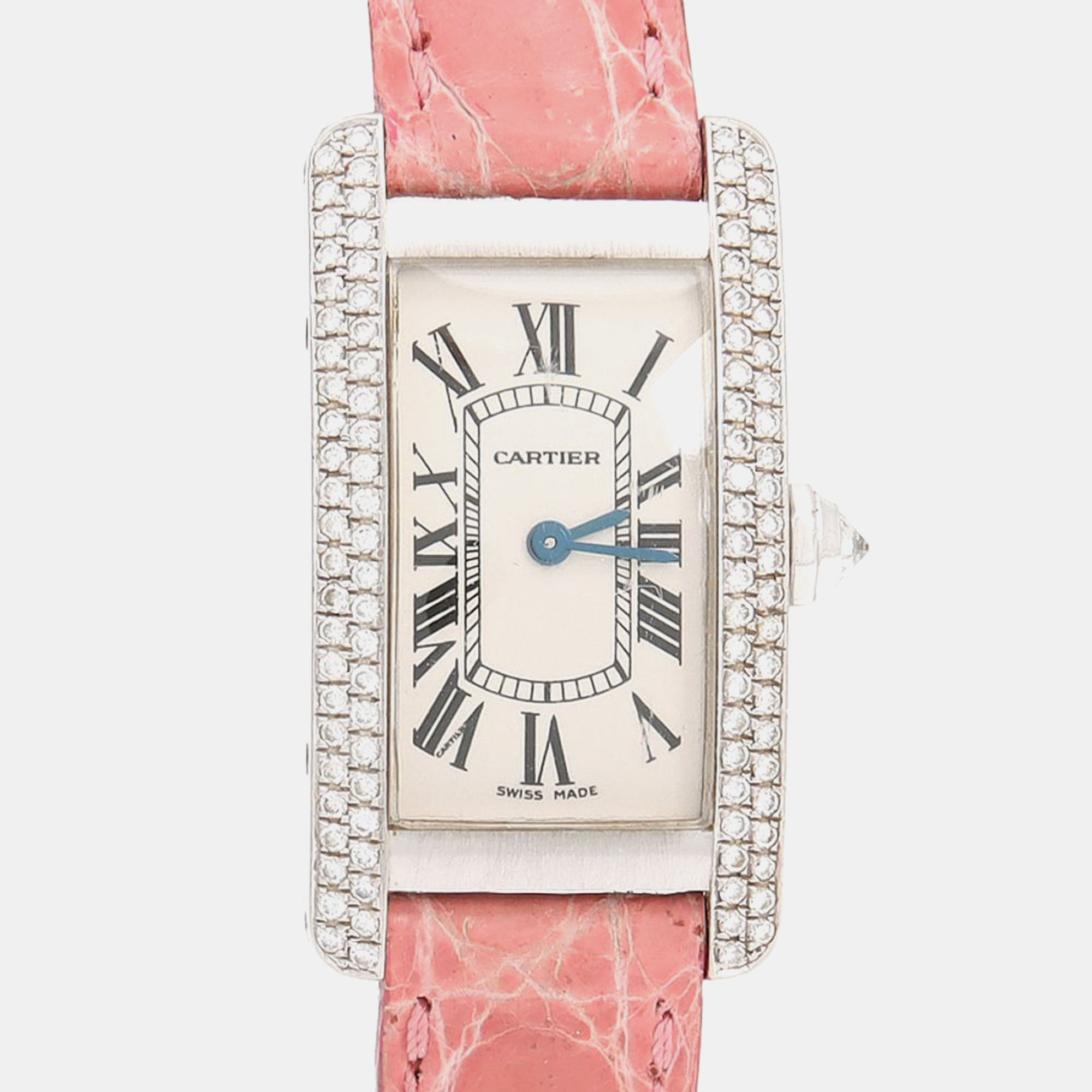 

Cartier Tank Americaine W2601956 Quartz White Gold Women's Wristwatch 19 mm, Silver