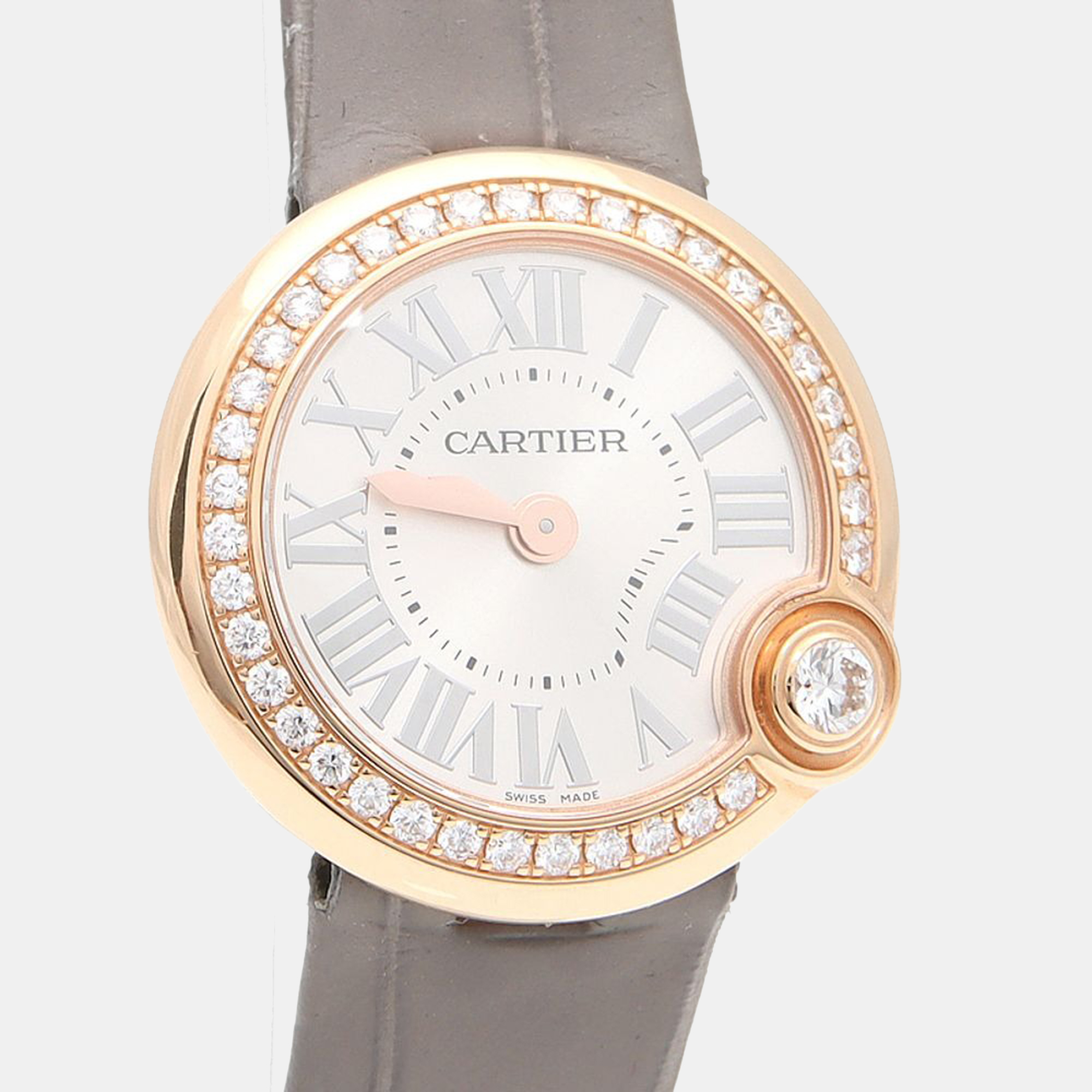 

Cartier Ballon Blanc Diamond Quartz Rose Gold Women's Wristwatch 26 mm, Silver