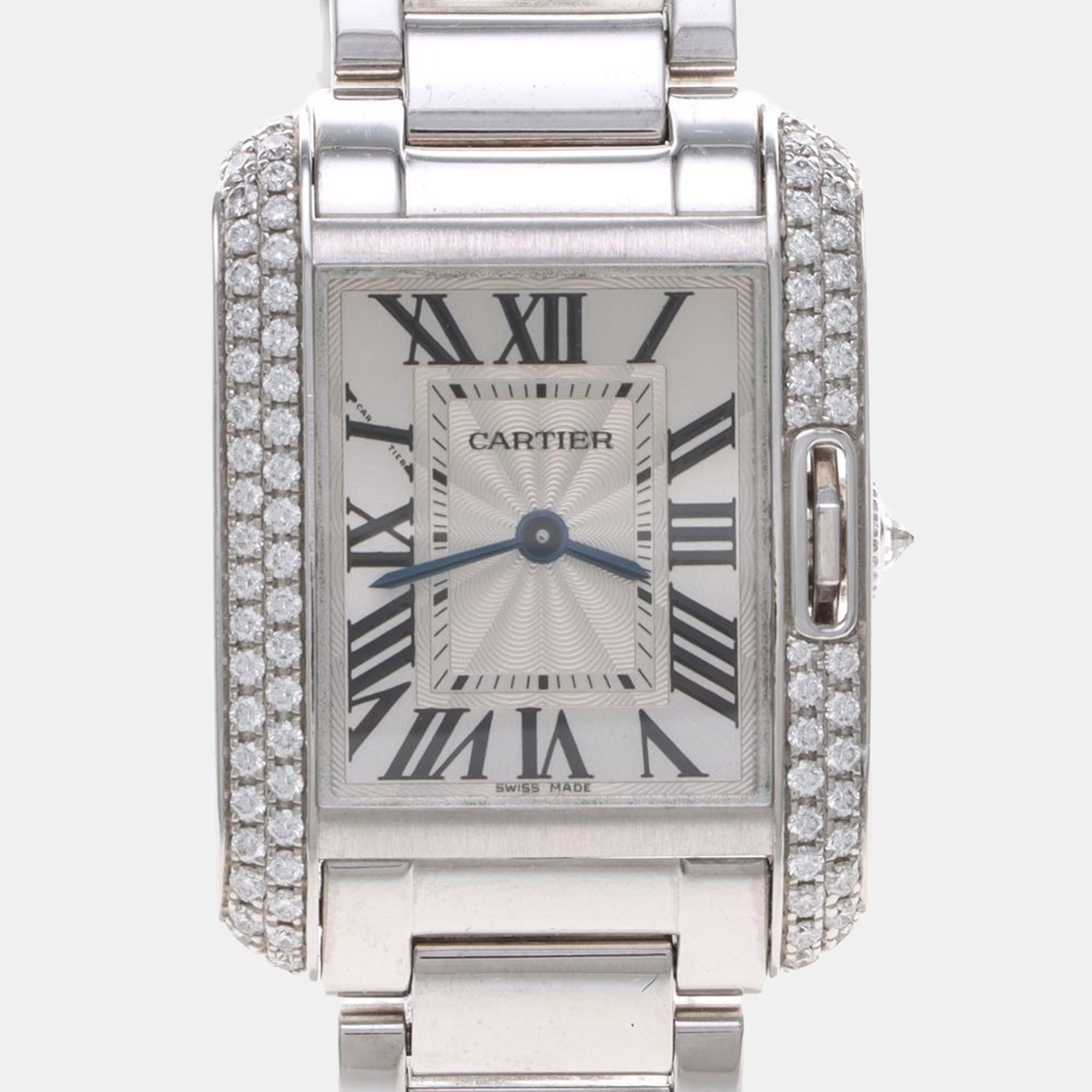 

Cartier Tank Anglaise Diamond Quartz White Gold Women's Wristwatch 23 mm, Silver