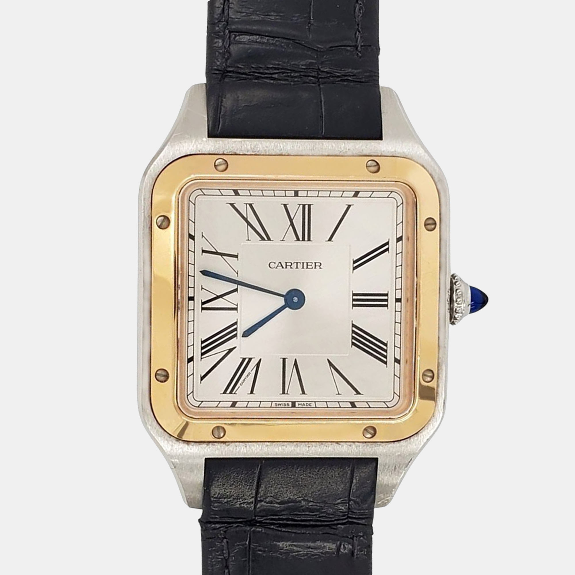 

Cartier Santos Dumont Large W2SA0011 Quartz 18k Rose Gold Stainless Steel Women's Wristwatch 31 mm, Silver