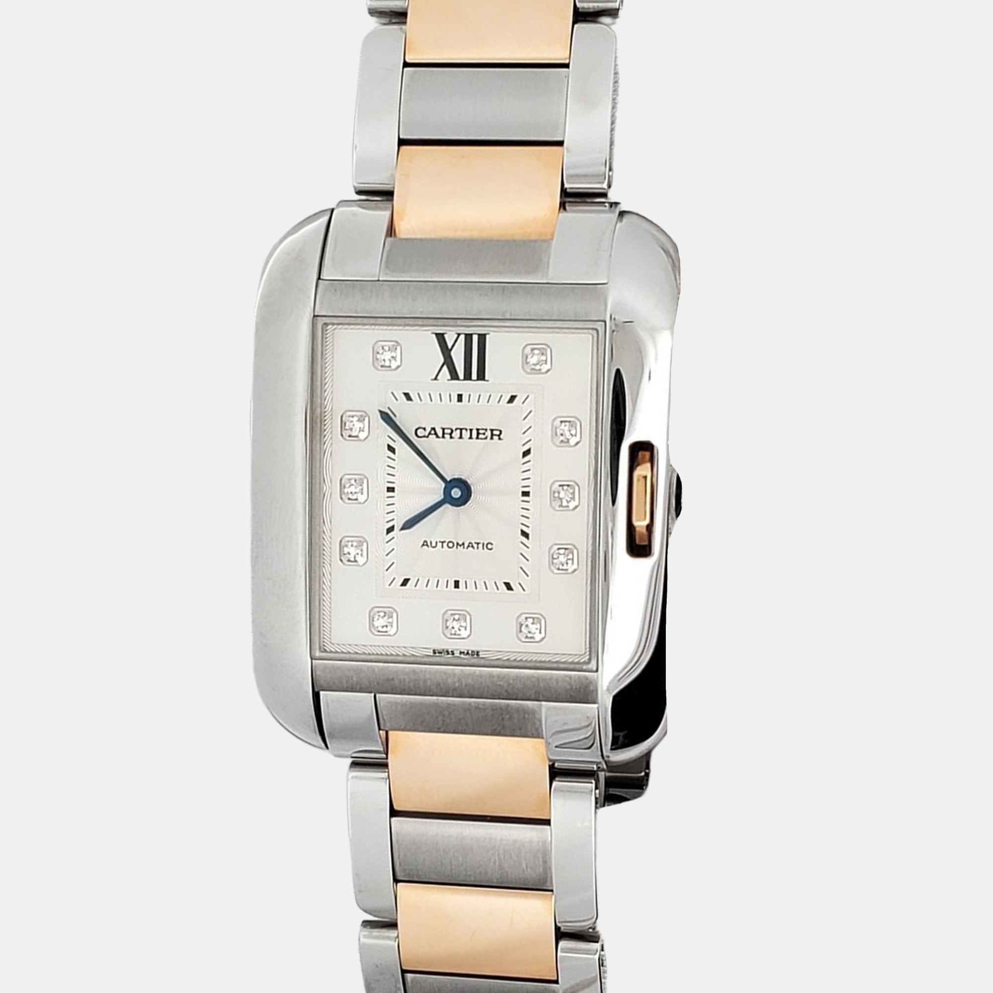 

Cartier Tank Anglaise 3511 Automatic Silver Diamond 18k Rose Gold Stainless Steel Women's Wristwatch 30 mm