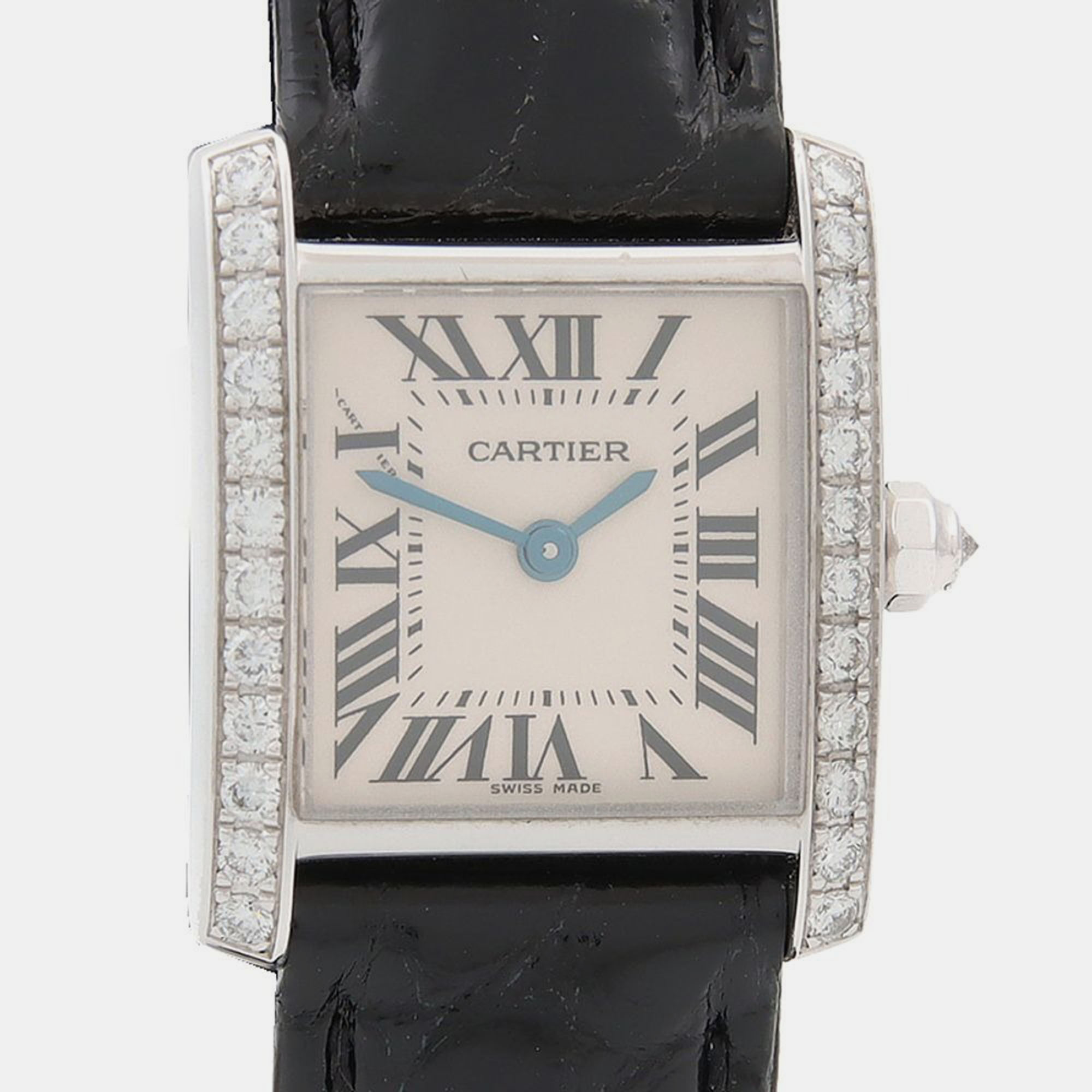 

Cartier Tank Francaise Diamond WE100251 Quartz White Gold Stainless Steel Women's Wristwatch, Silver