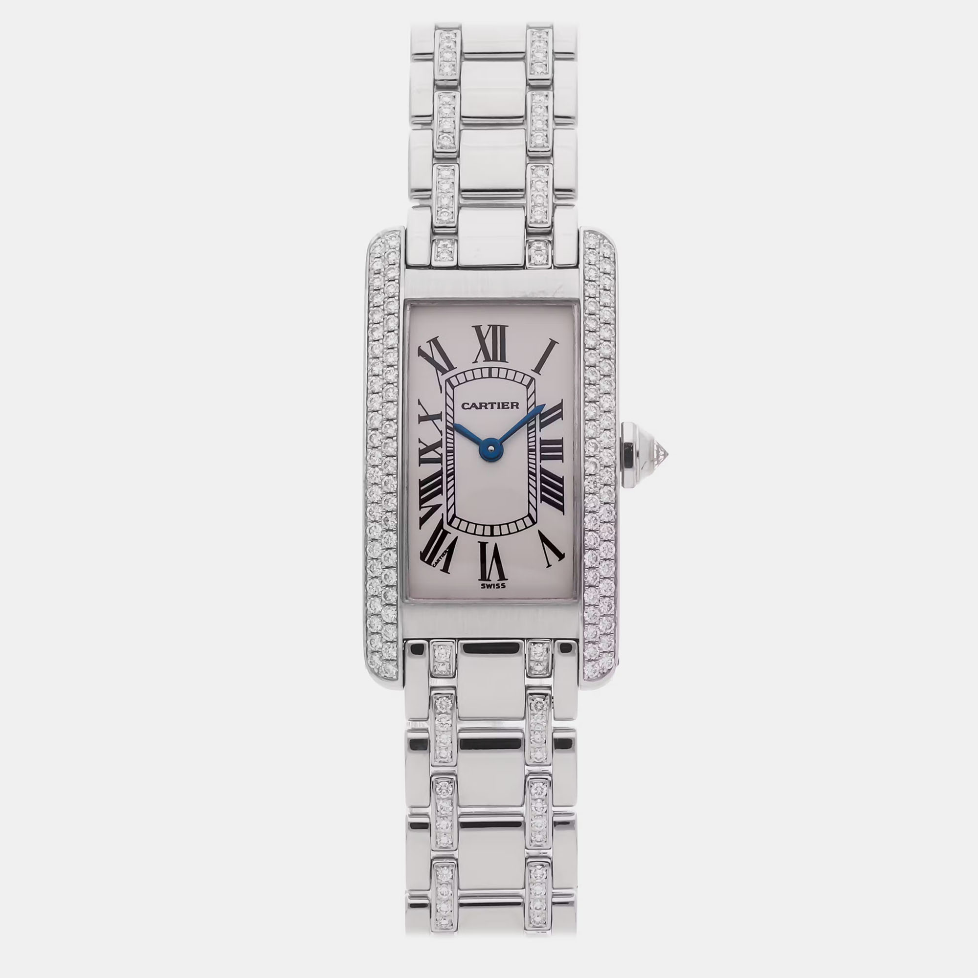Pre-owned Cartier Tank Americaine Wb7018jp 28 Mm X 19 Mm In Silver
