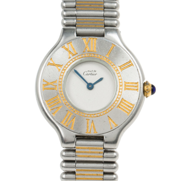 Pre Owned Cartier White Stainless Steel Must de Cartier 21 Women’s Wristwatch 27.5MM